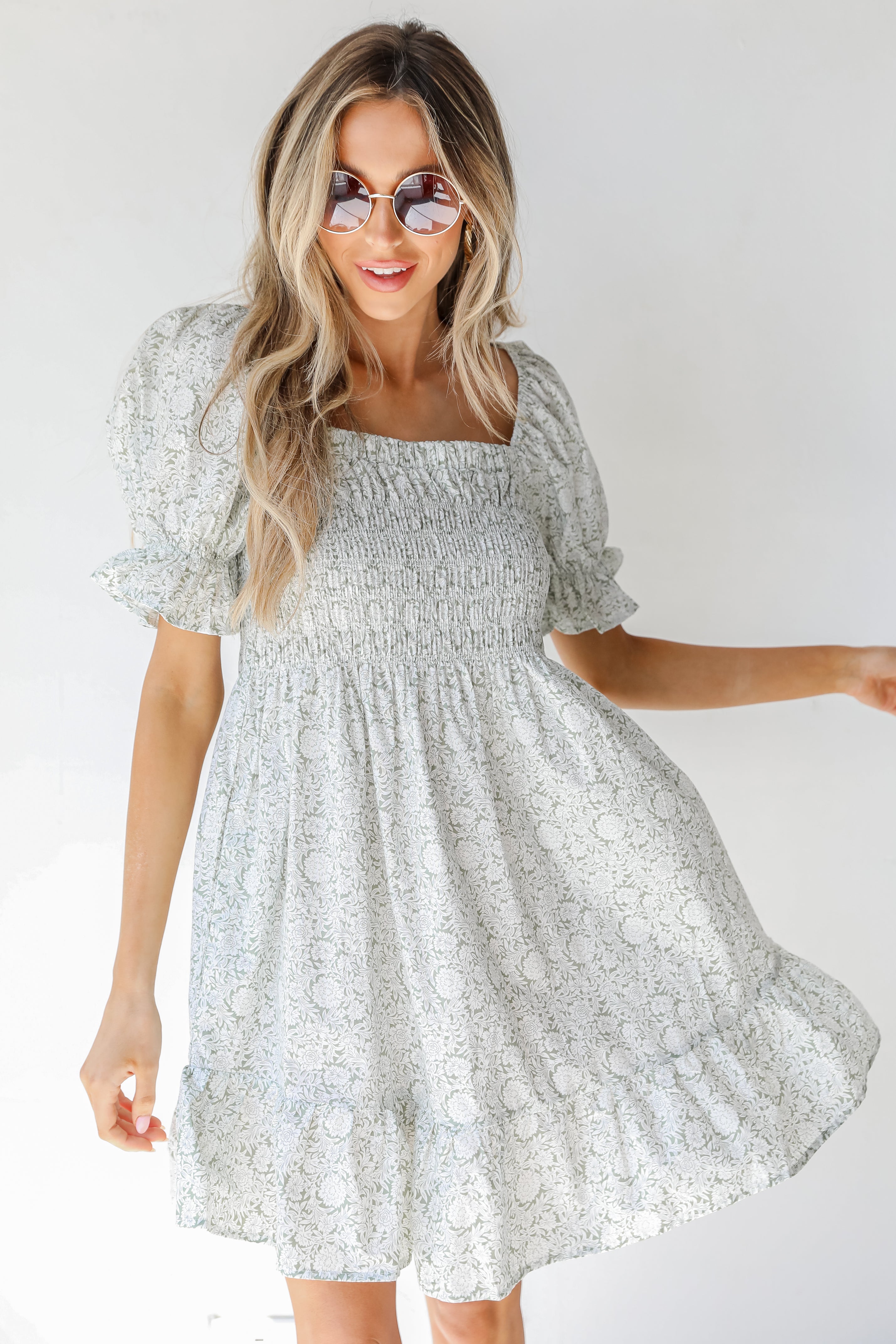 Floral Mini Dress on model