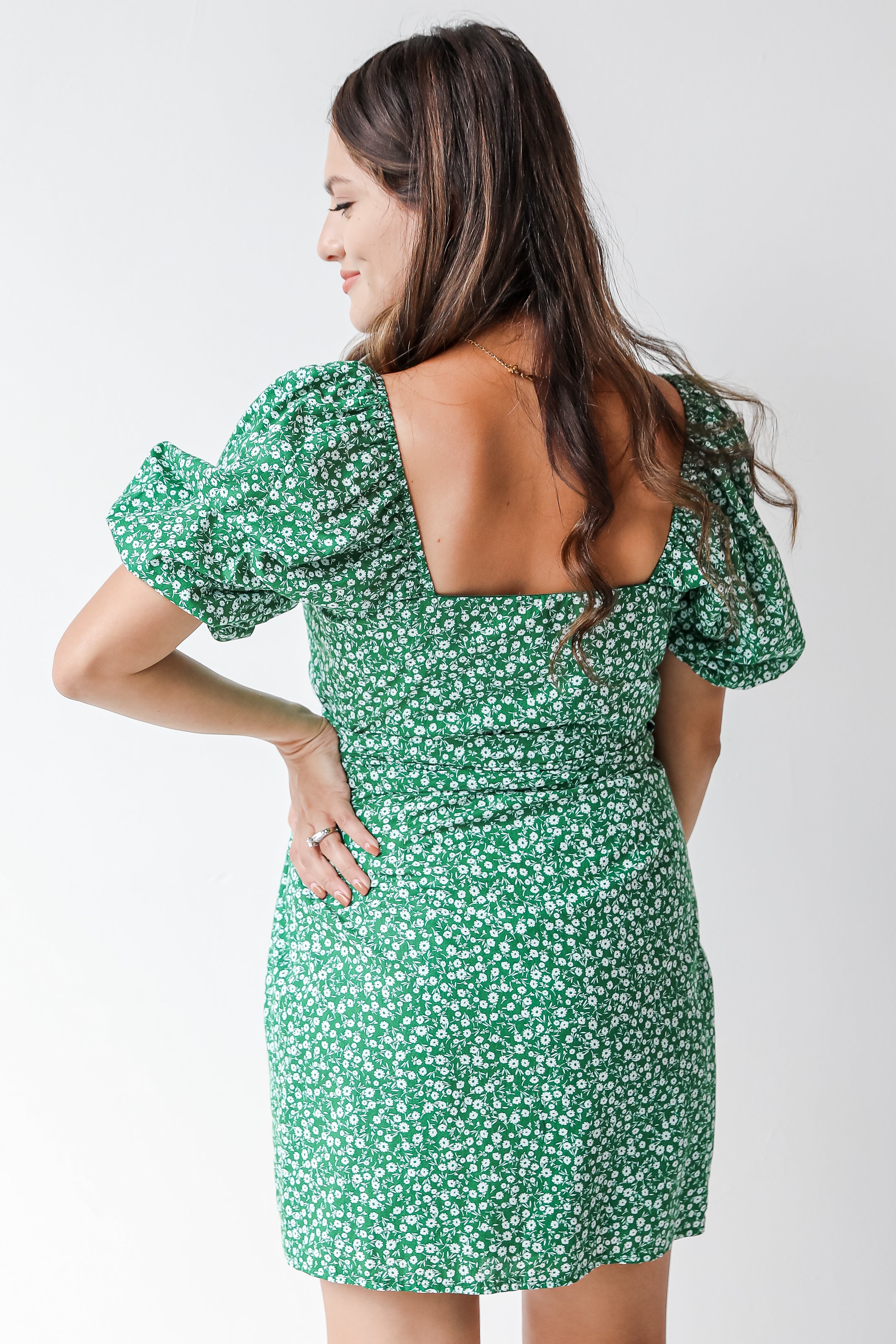 green floral dress back view