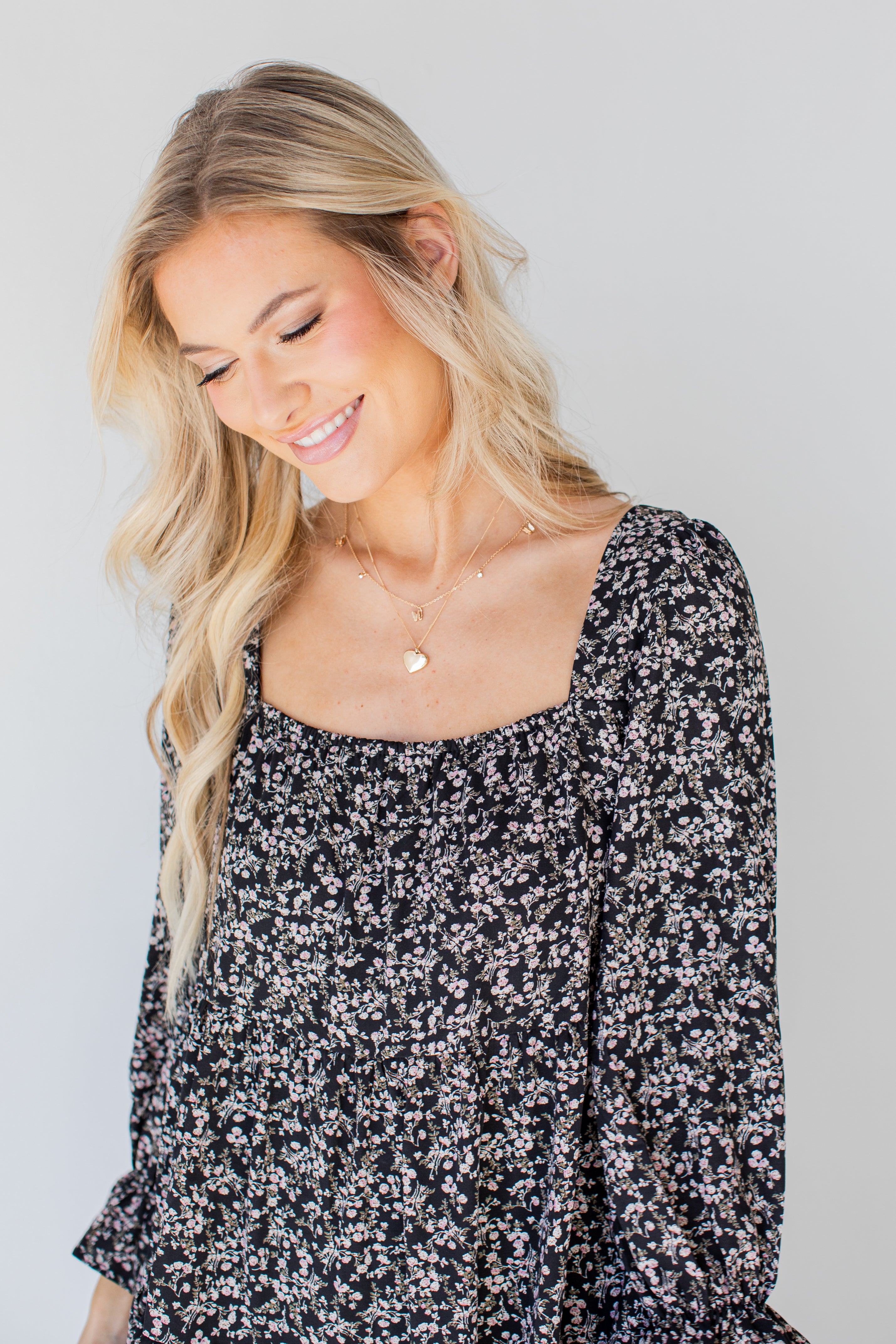 Tiered Floral Dress close up