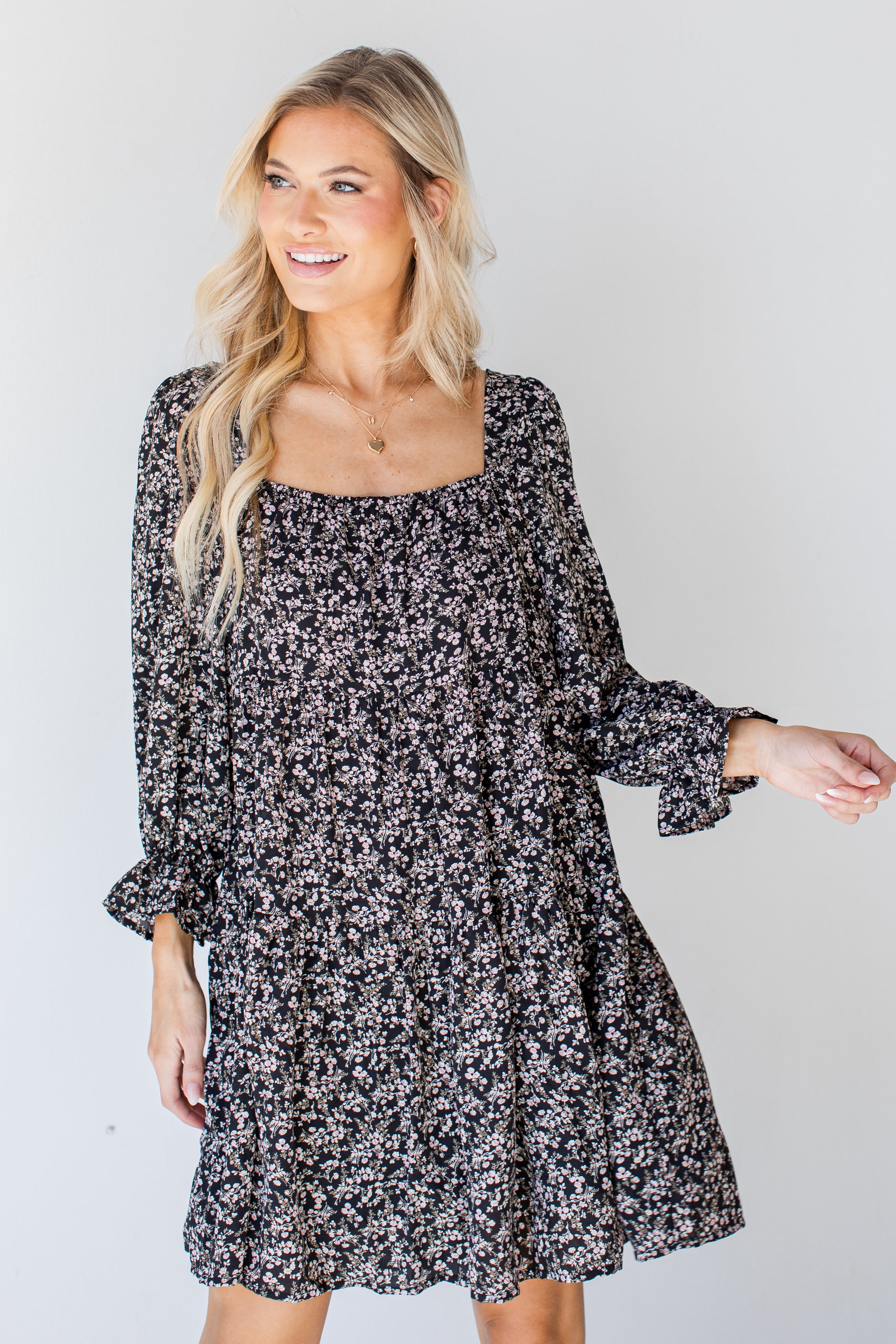 Tiered Floral Dress front view