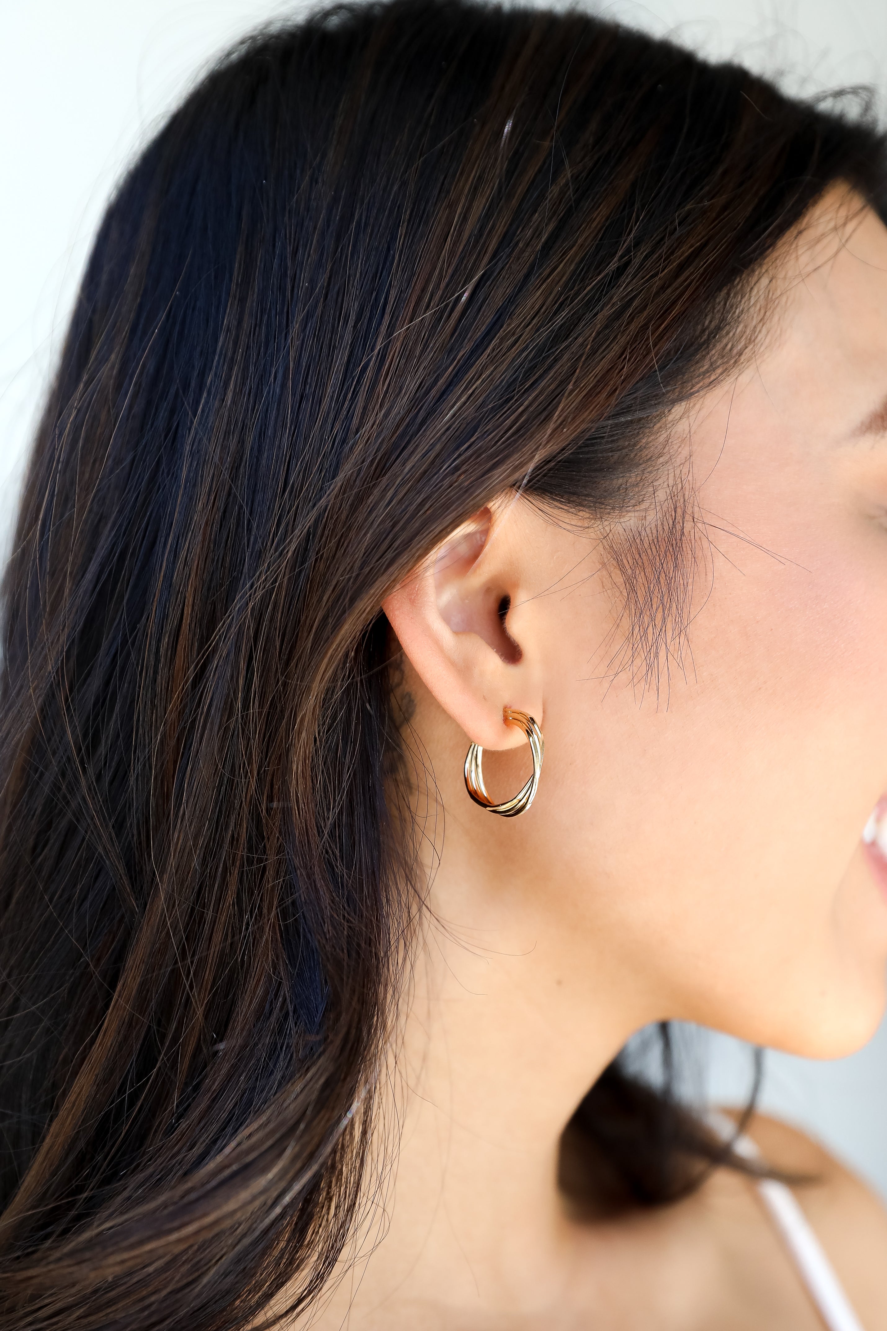 Gold Twisted Hoop Earrings