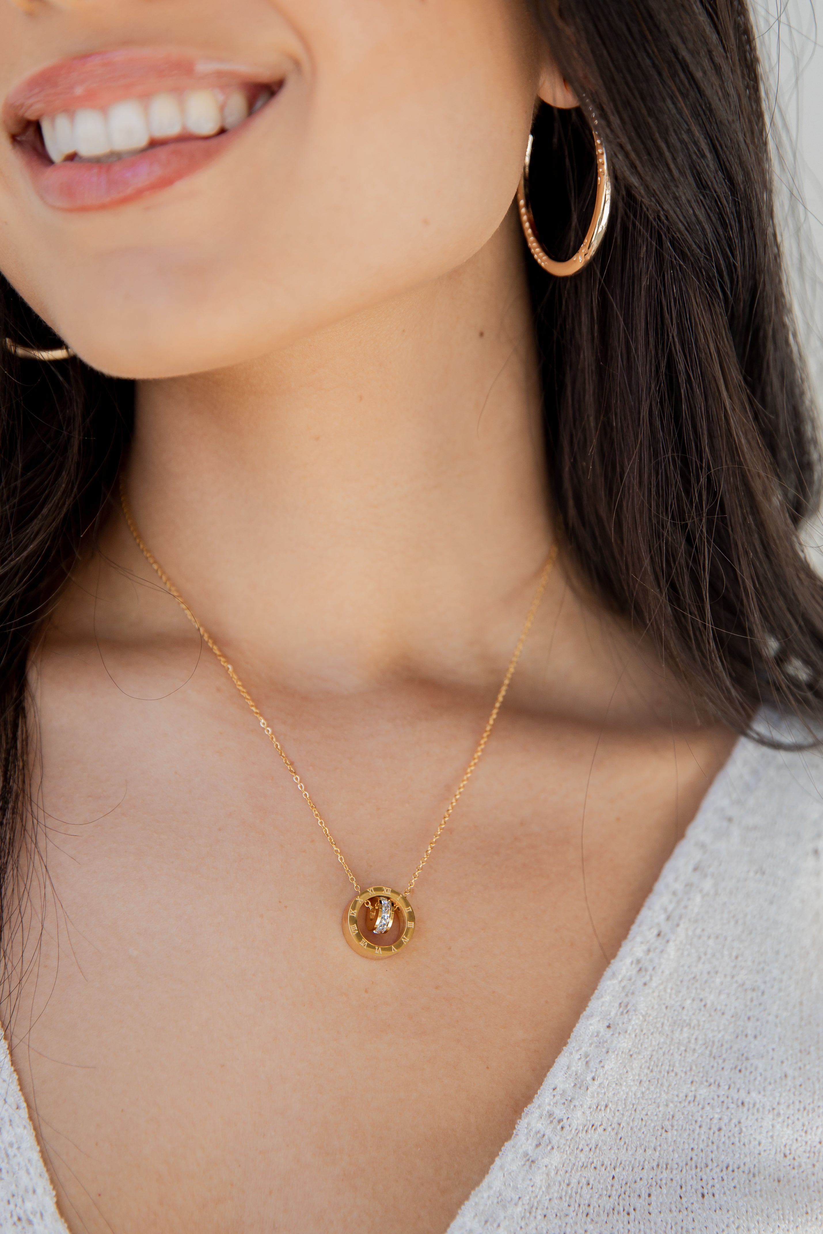 Gold Necklace on model