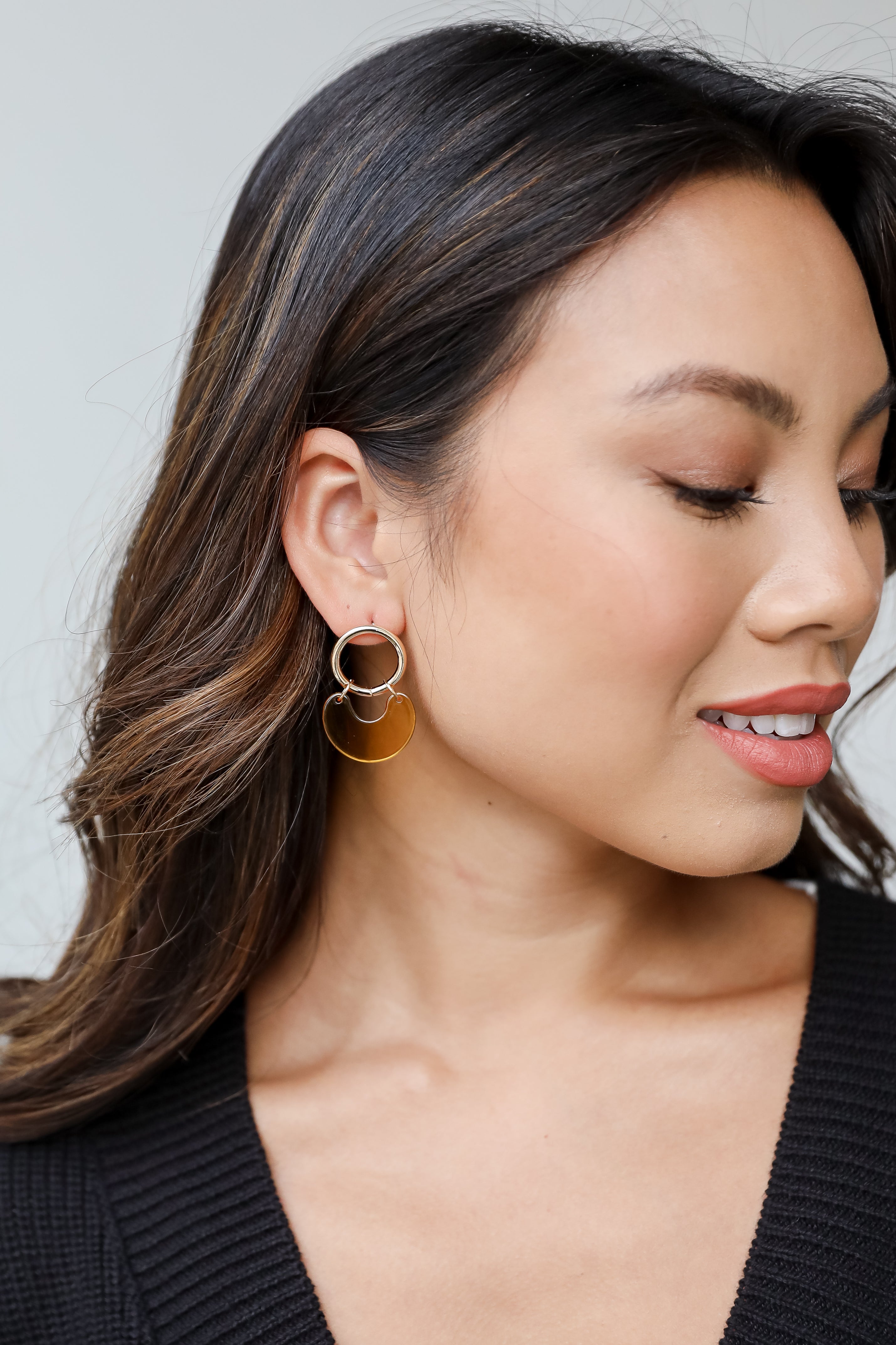 Acrylic Drop Earrings on model