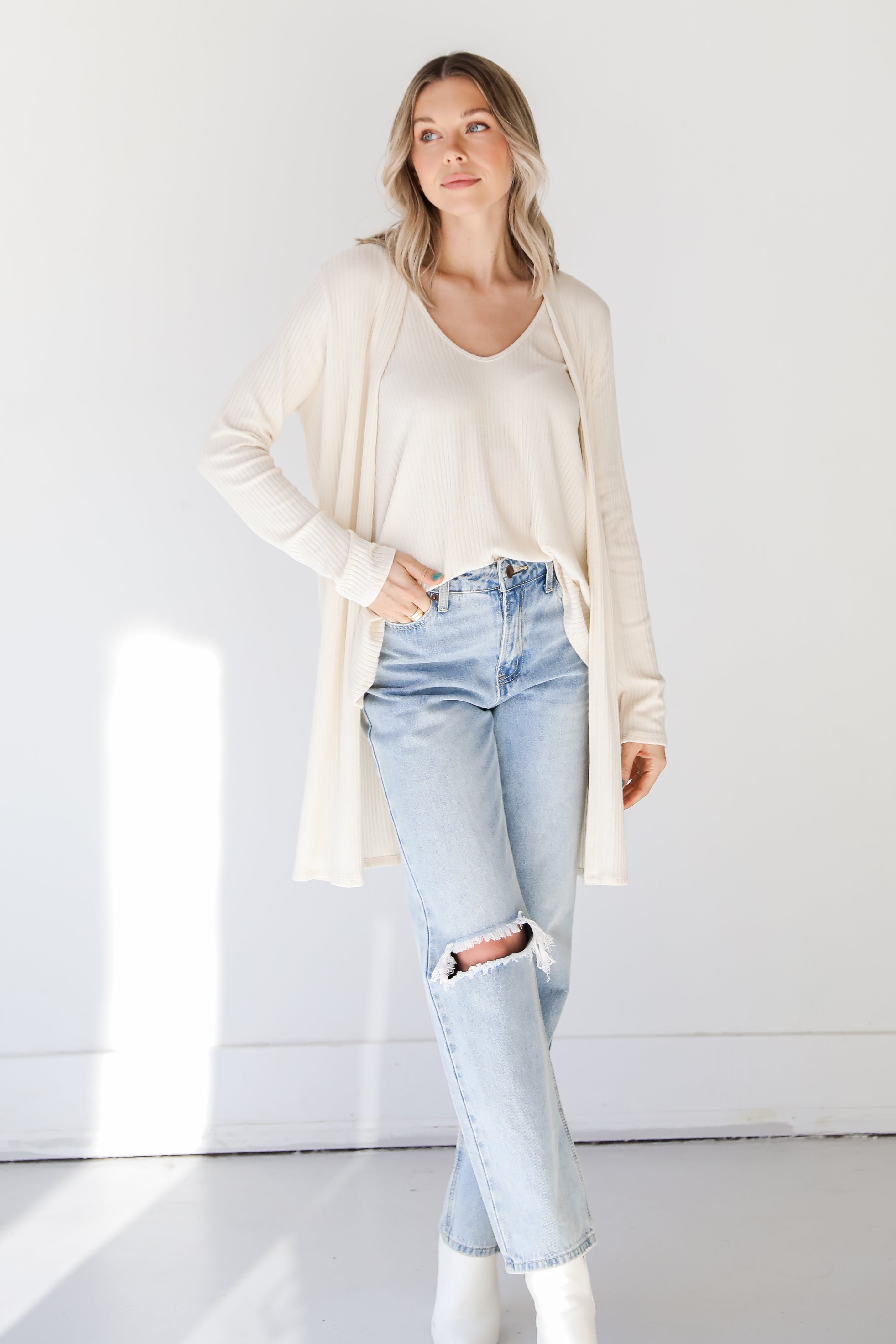 Ribbed Cardigan with matching tank