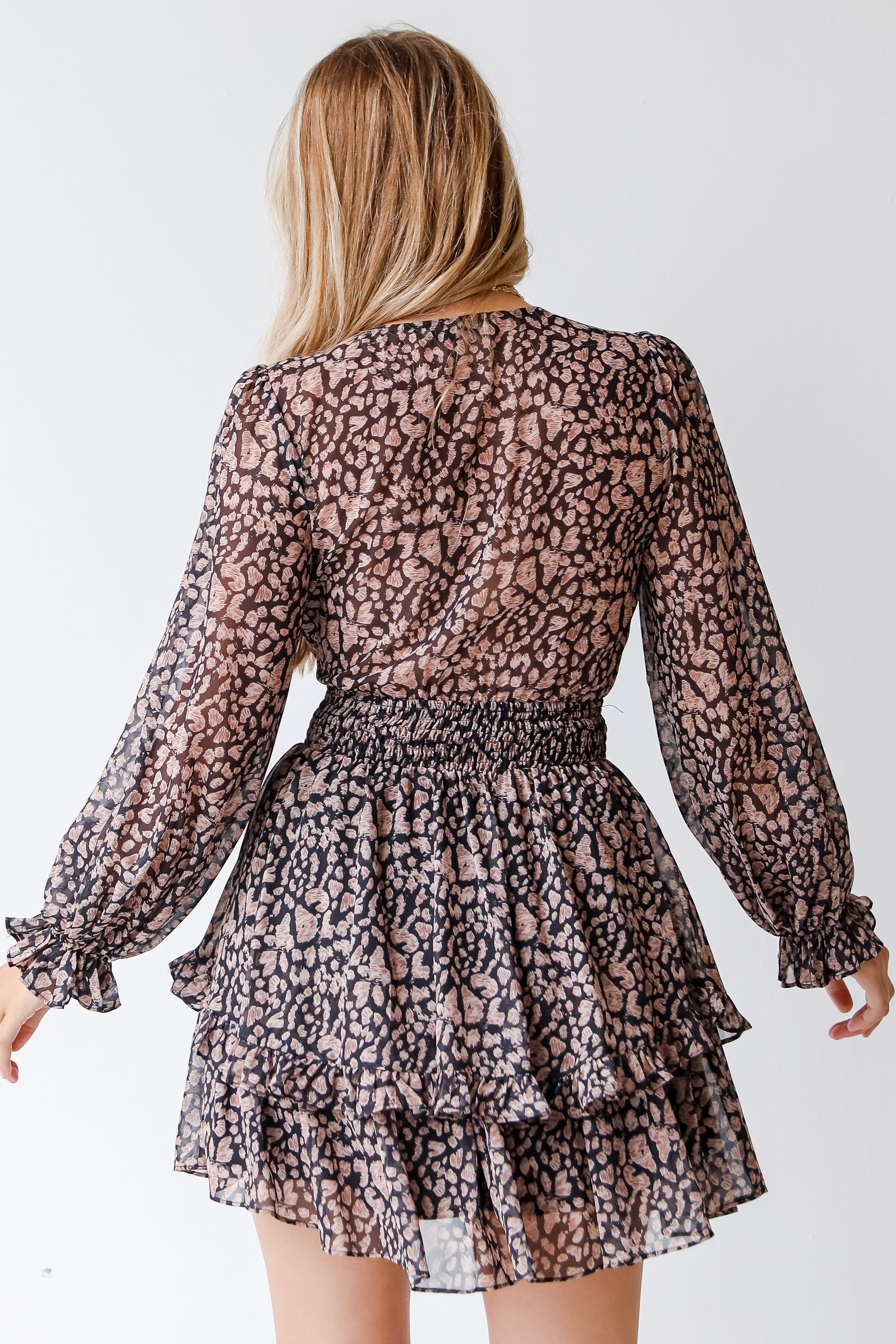 black leopard dress back view