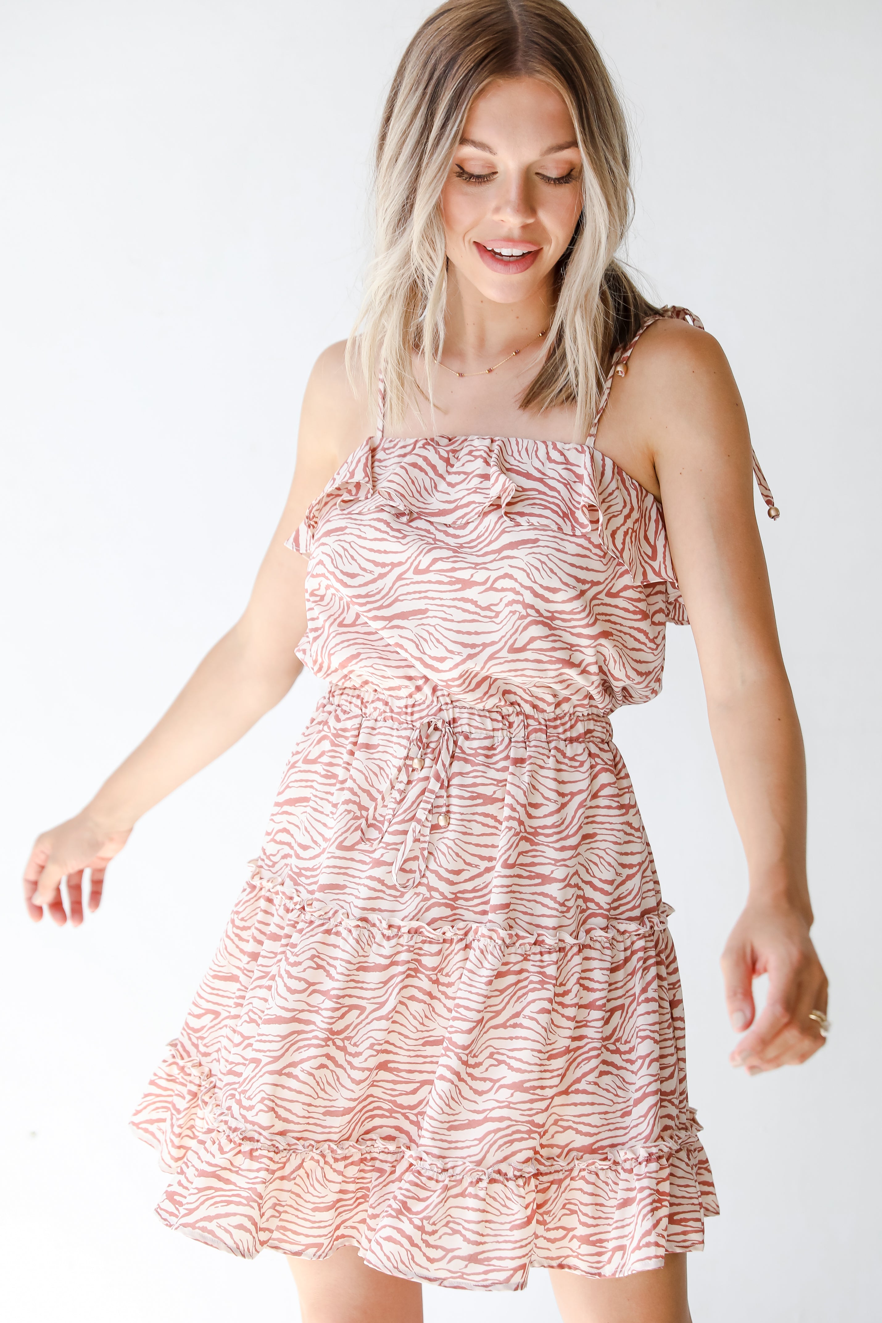 front view of a zebra dress
