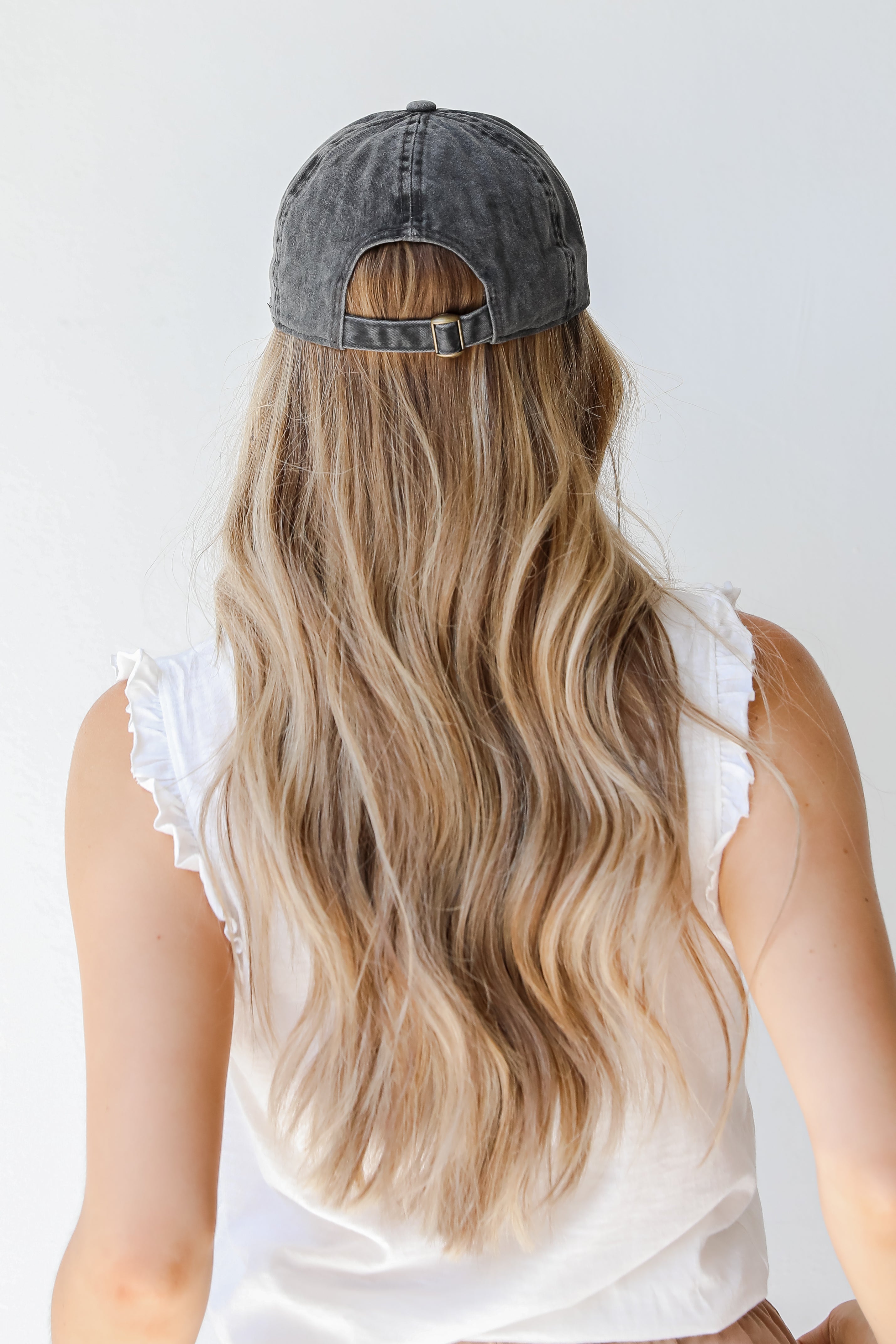 Nashville Script Embroidered Hat in black back view