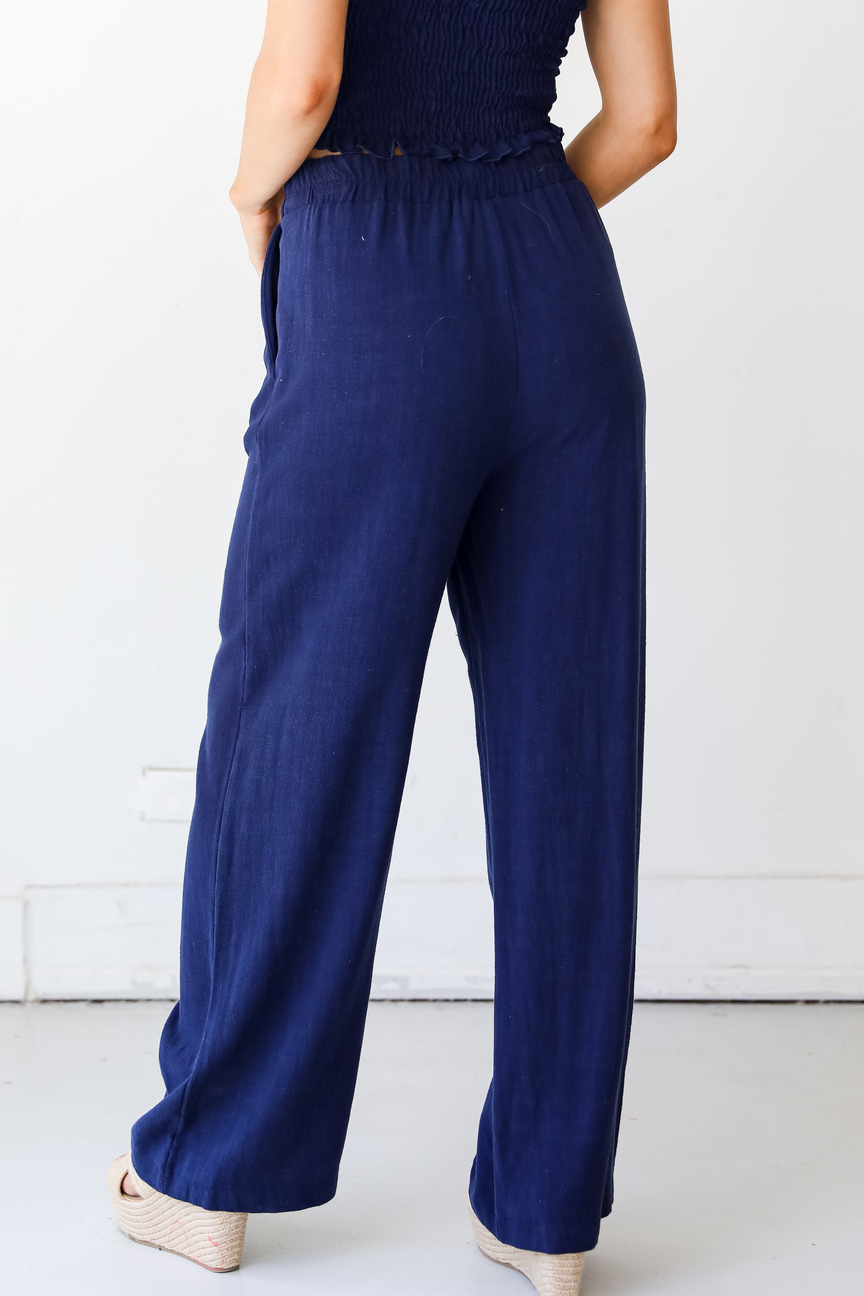 navy Linen Pants back view