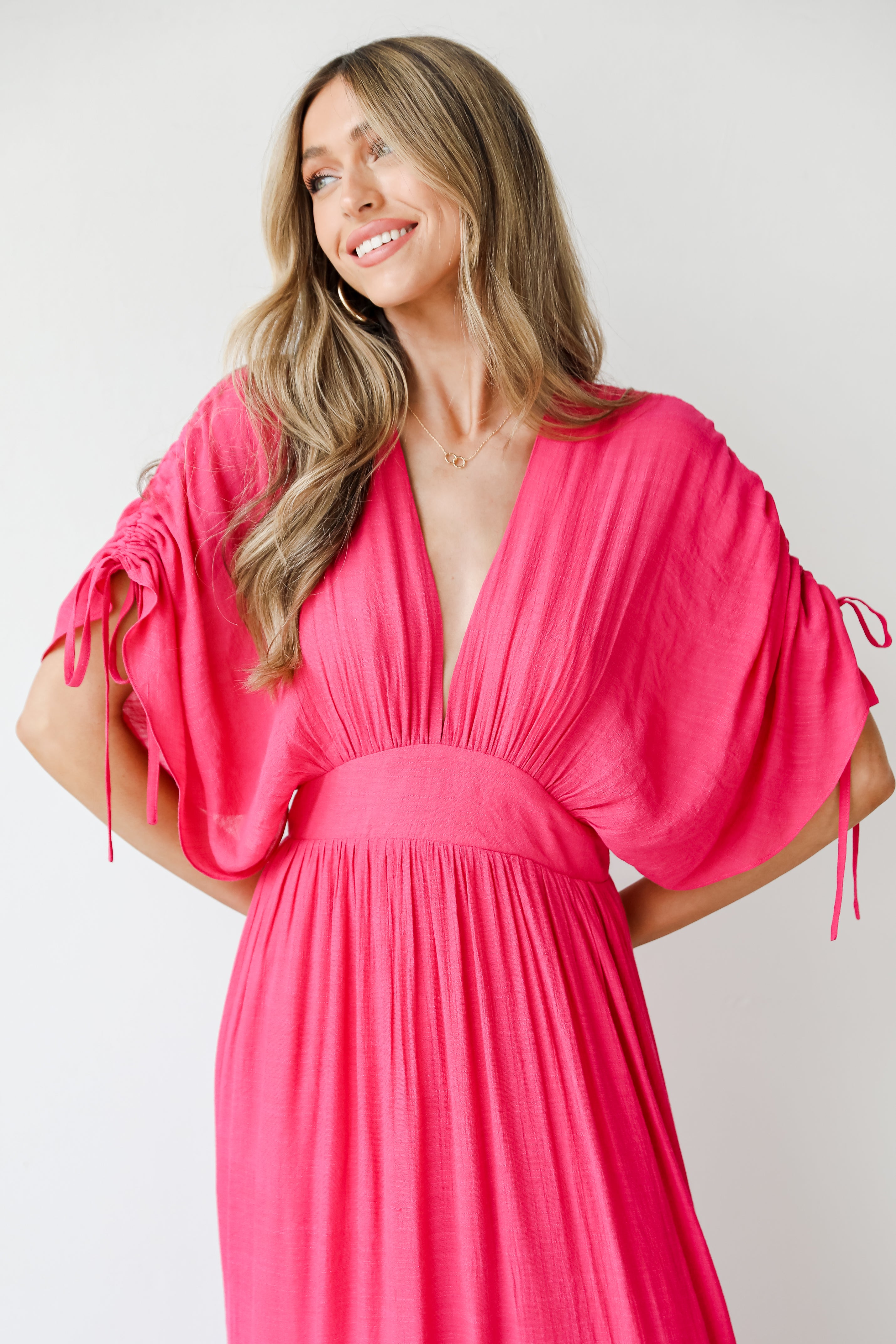 hot pink Maxi Dress close up