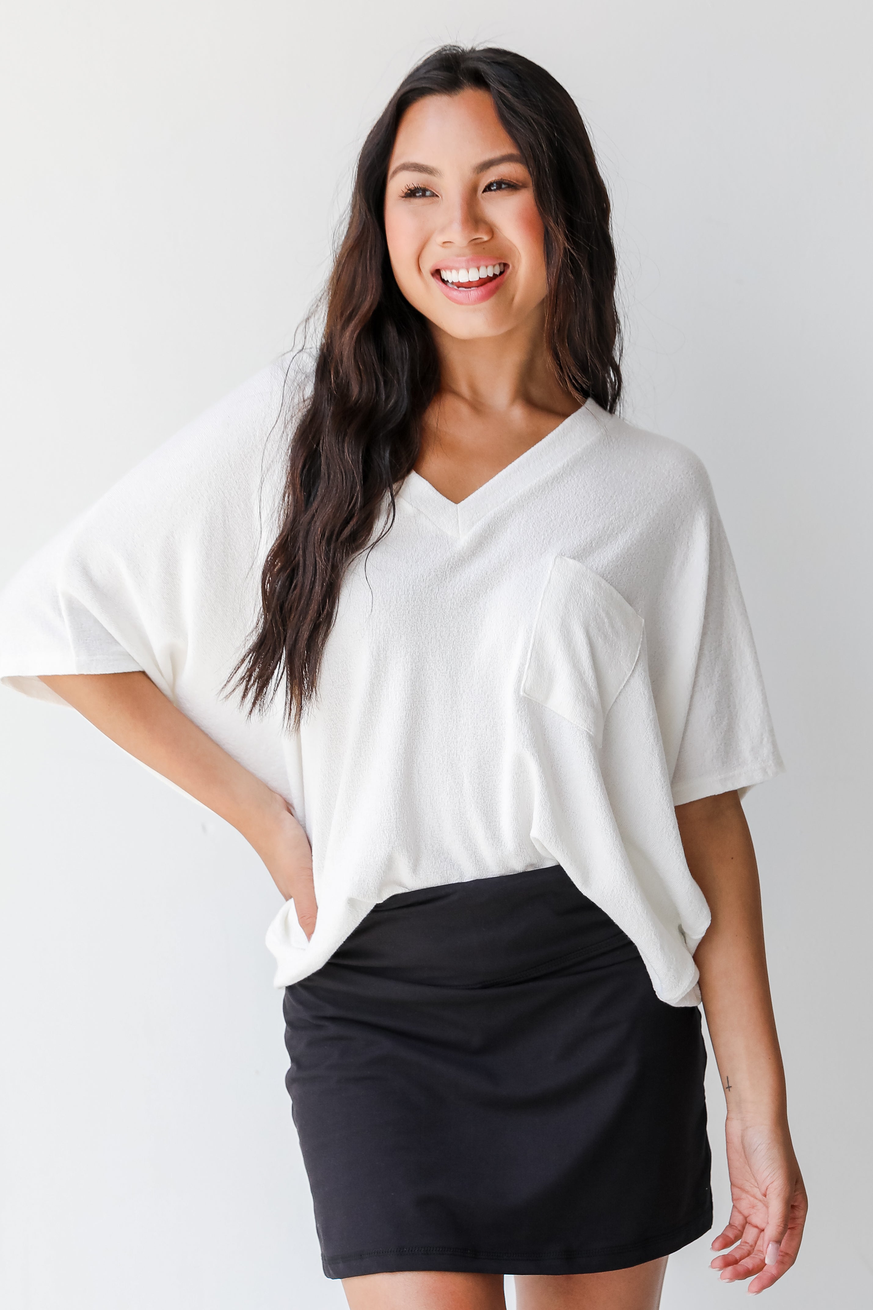 Oversized Knit Top in white