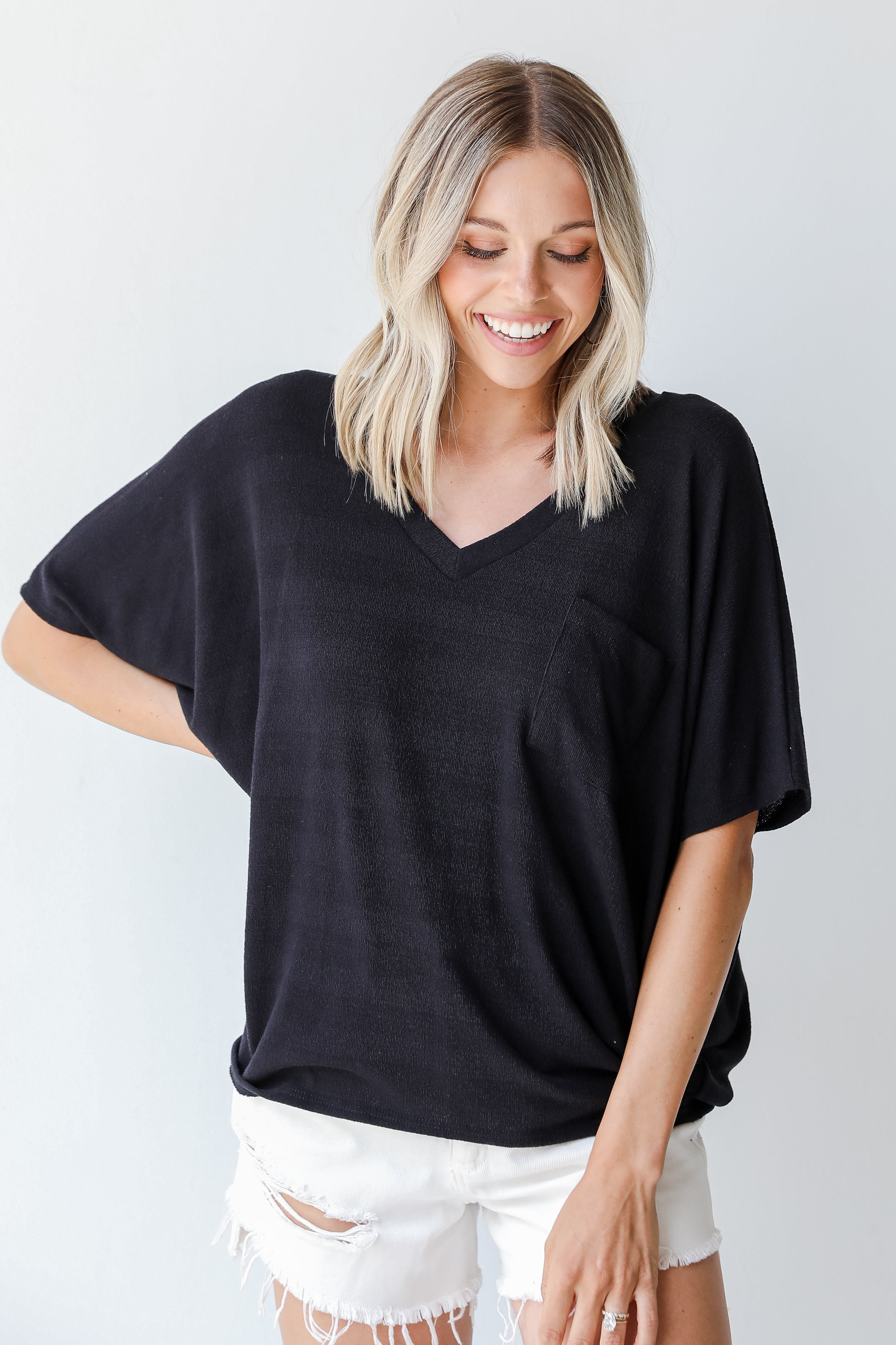 Oversized Knit Top in black