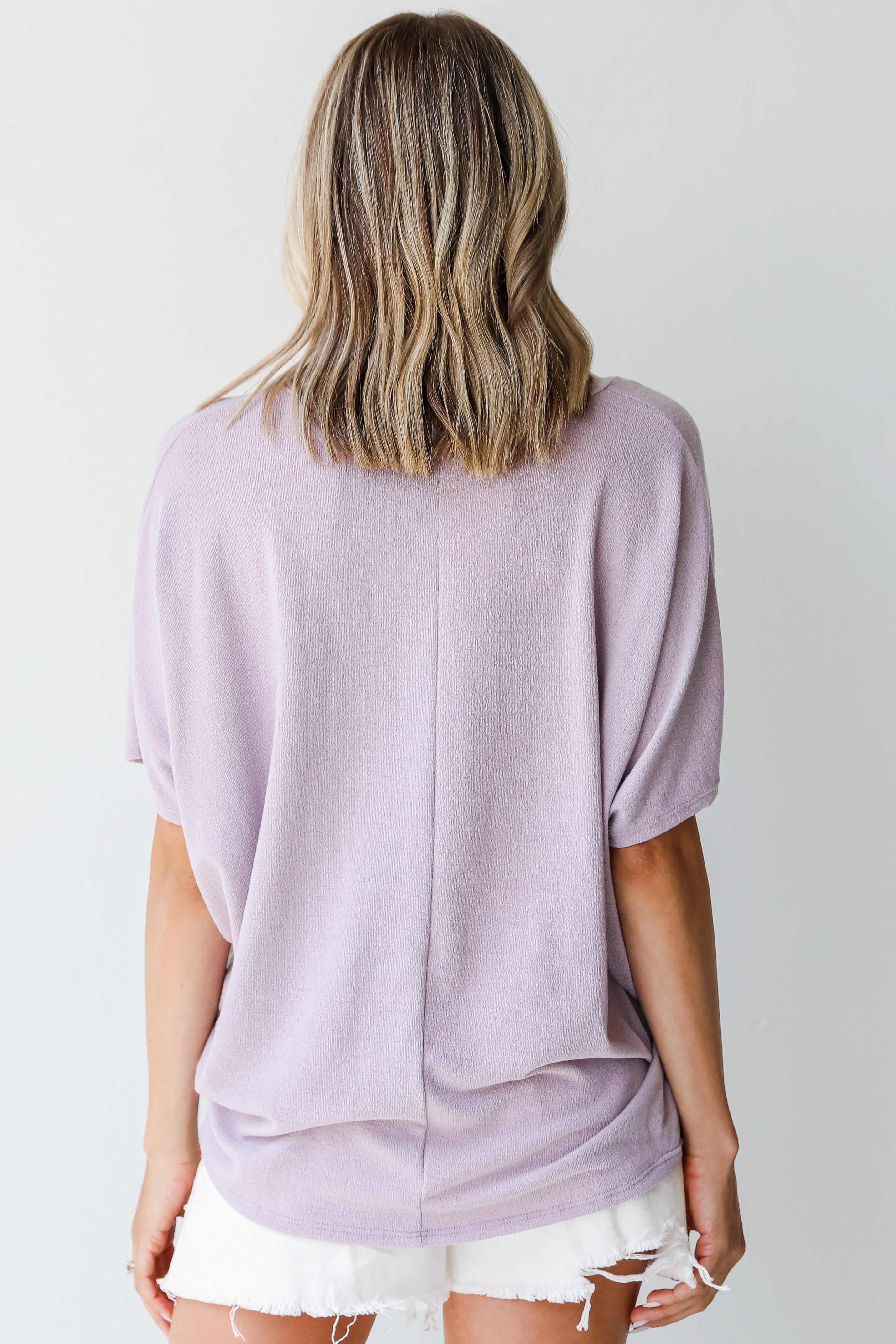Oversized Knit Top in lavender back view