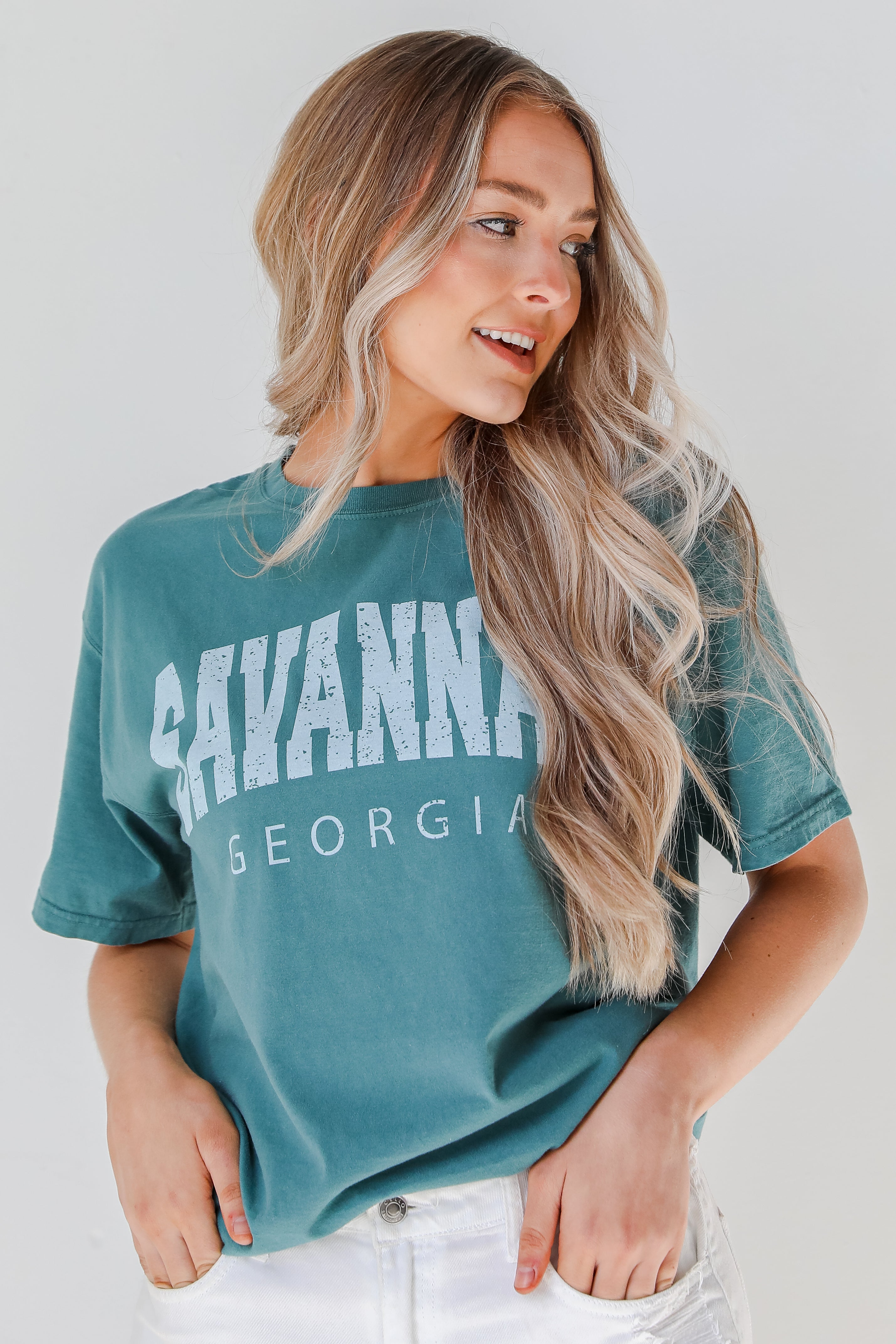 Teal Savannah Georgia Tee front view