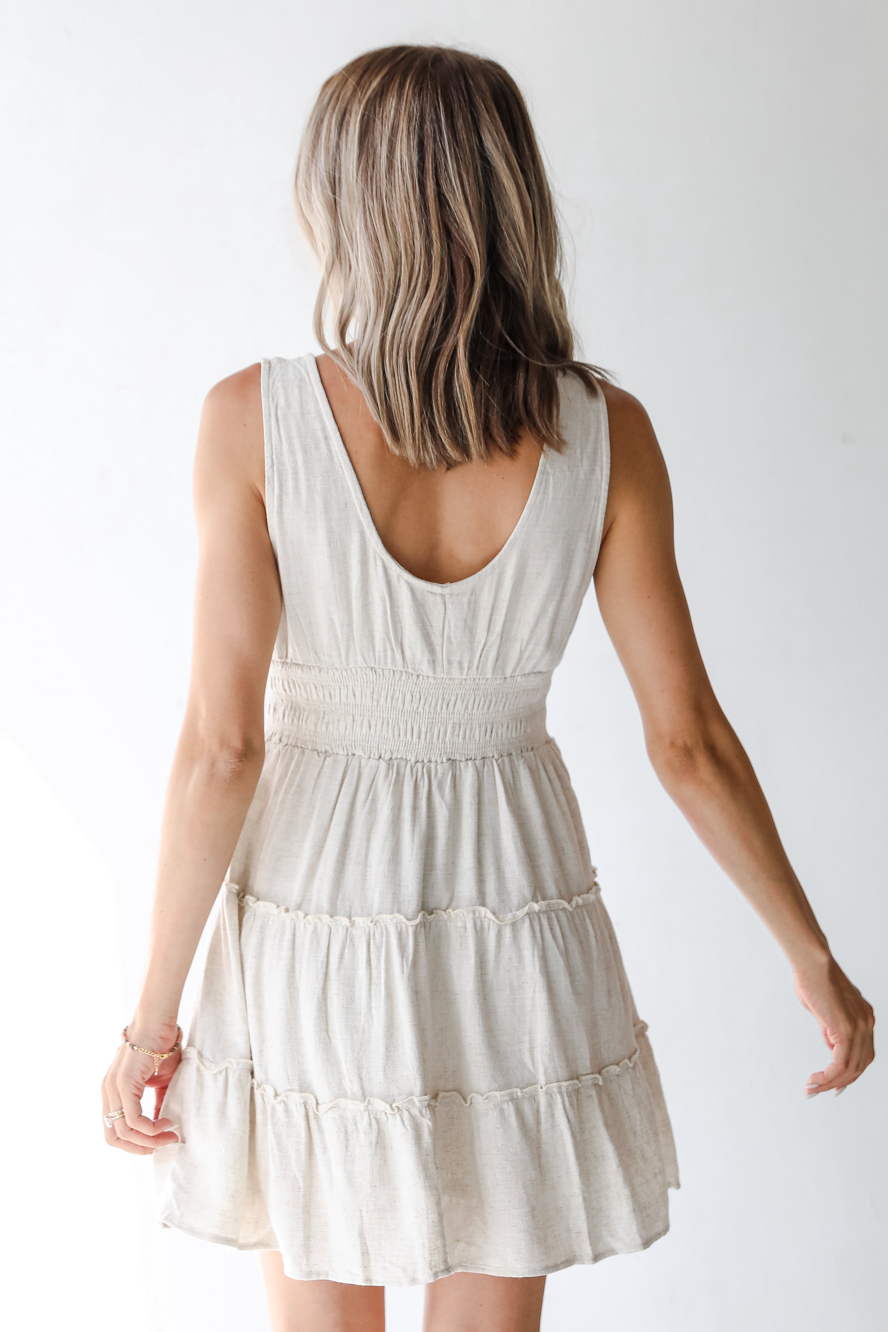 Mini Dress in oatmeal back view