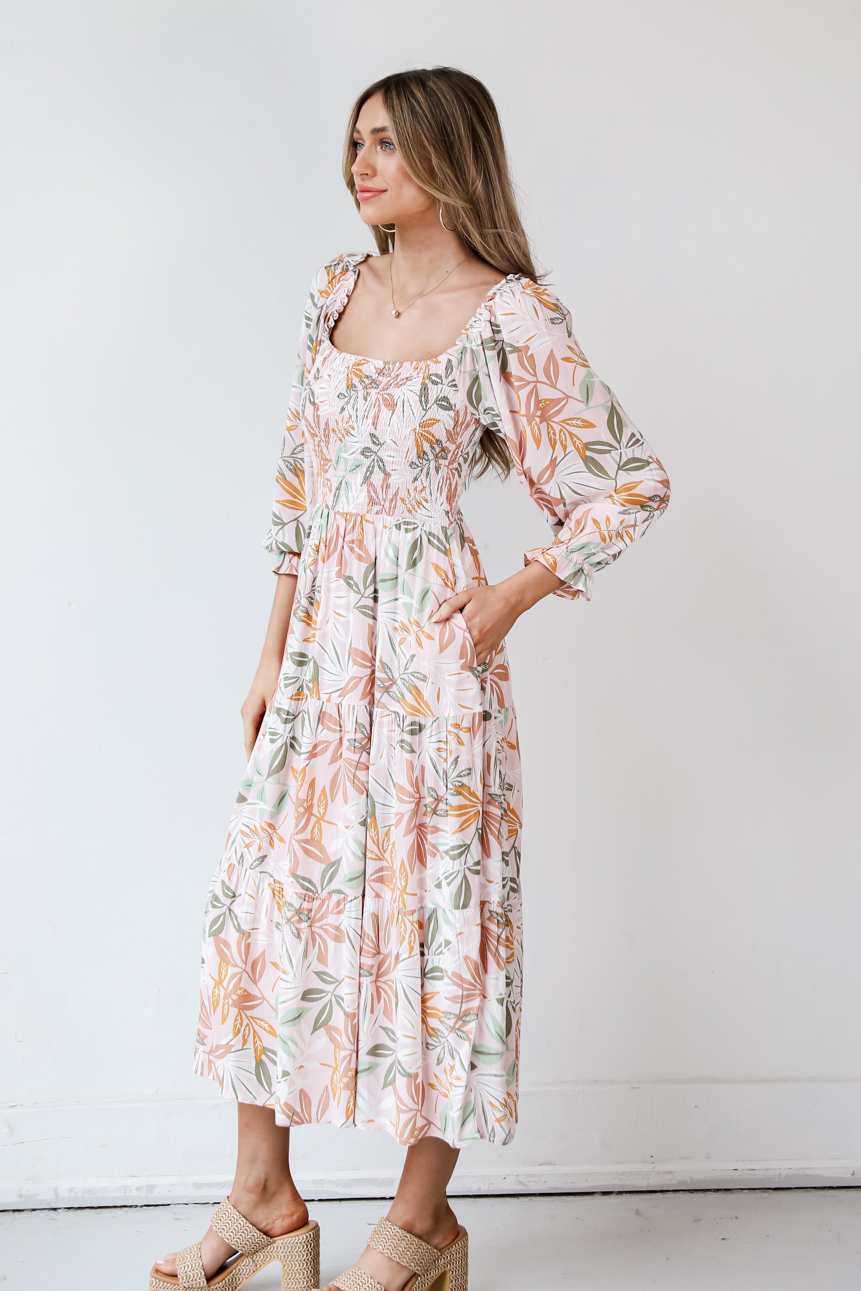 Tropical Print Midi Dress side view
