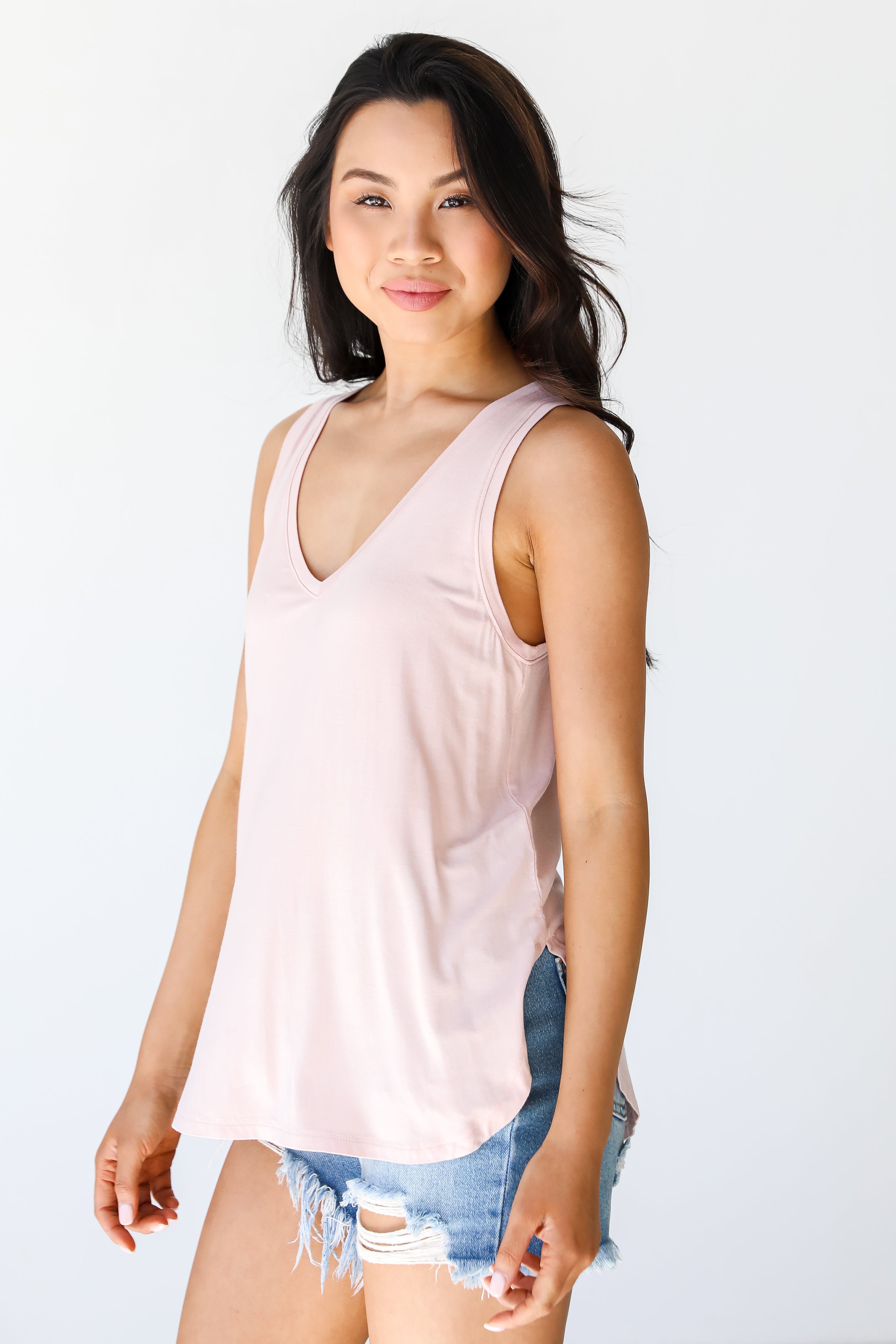 Jersey Knit Tank in blush side view