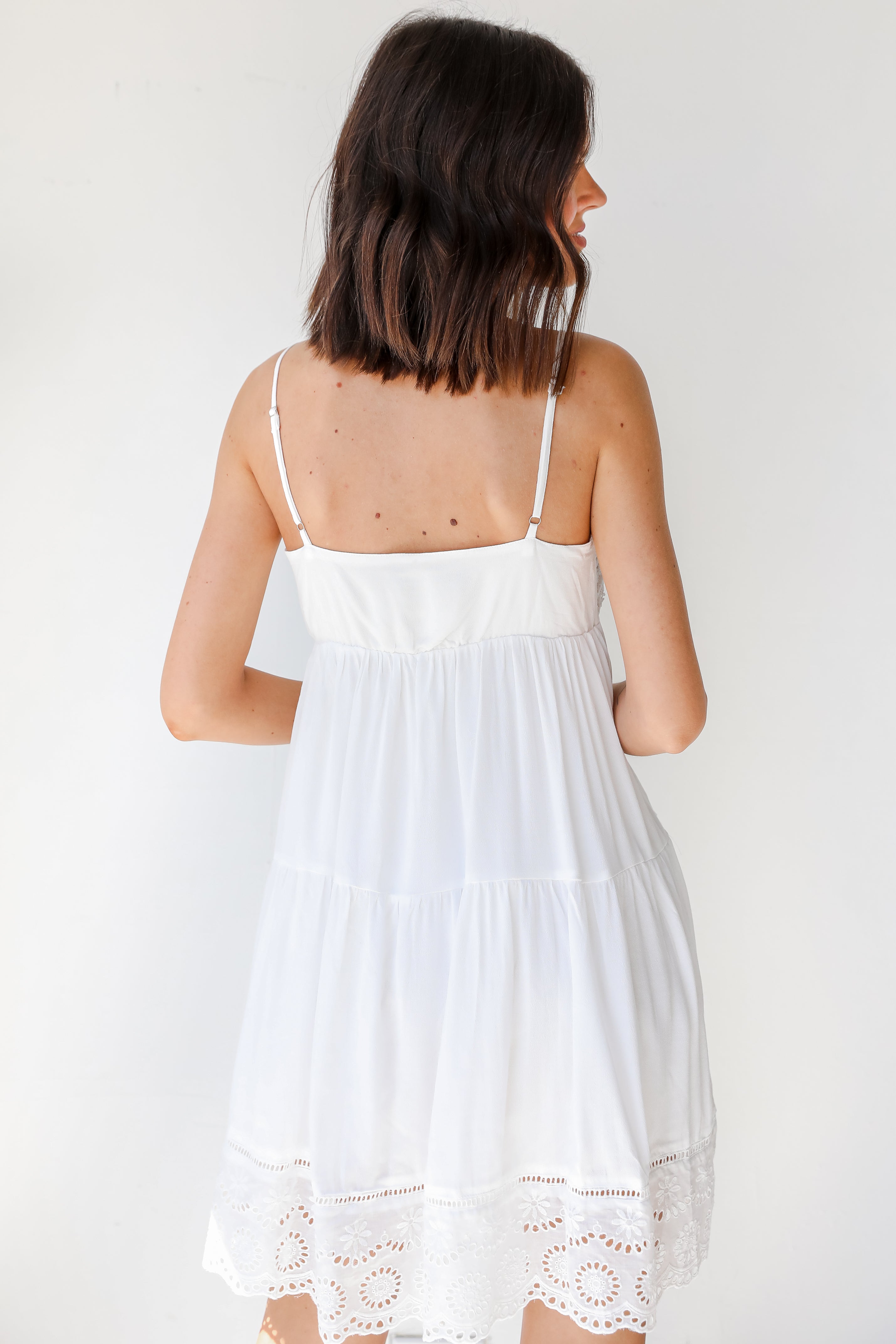 Crochet Eyelet Mini Dress back view