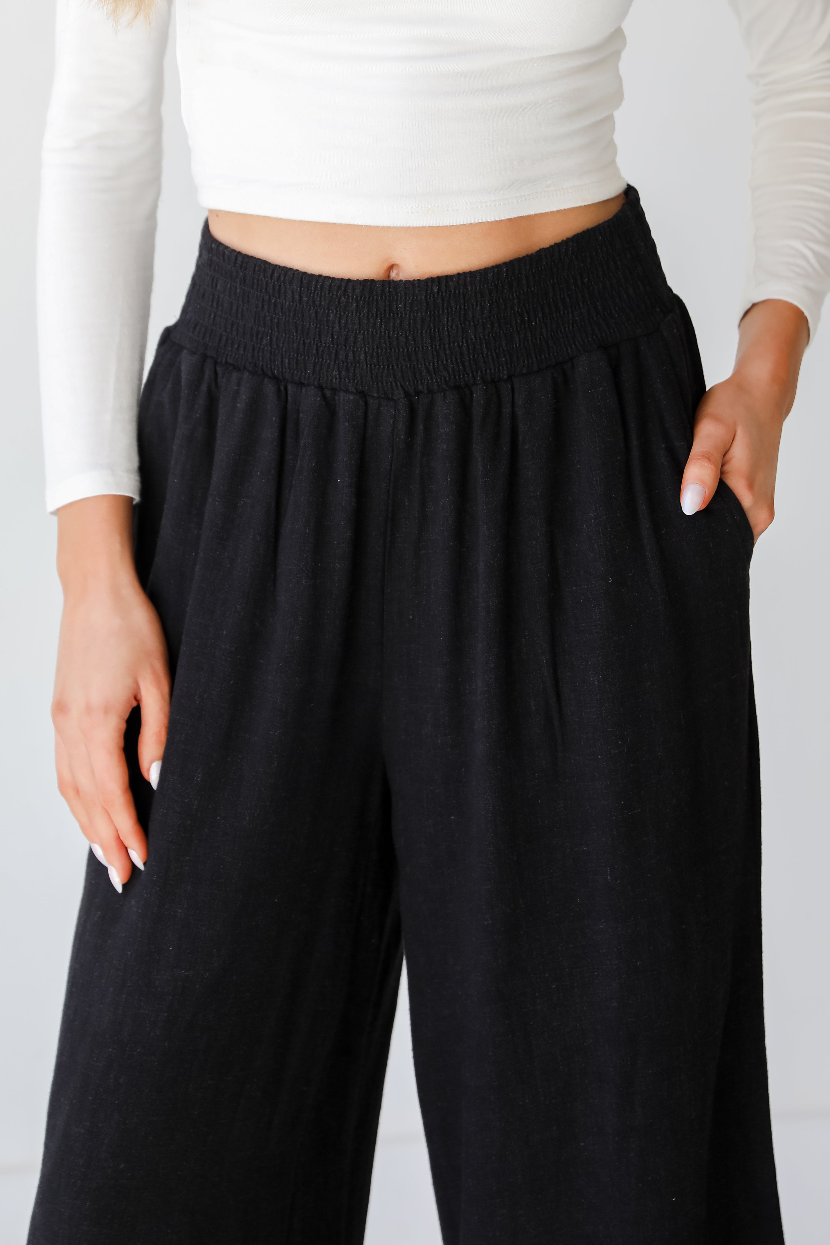 black Linen Pants close up