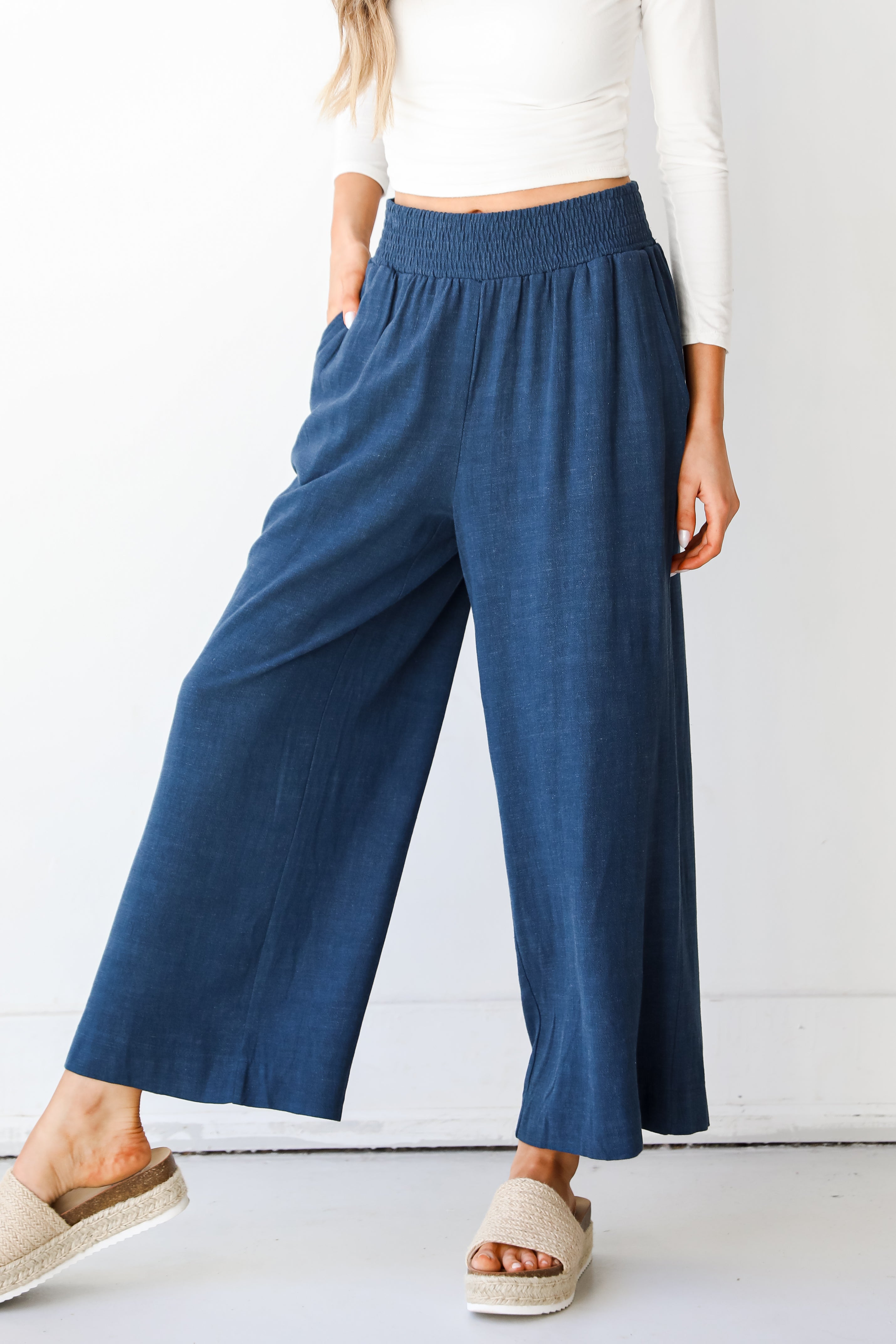 navy Linen Pants