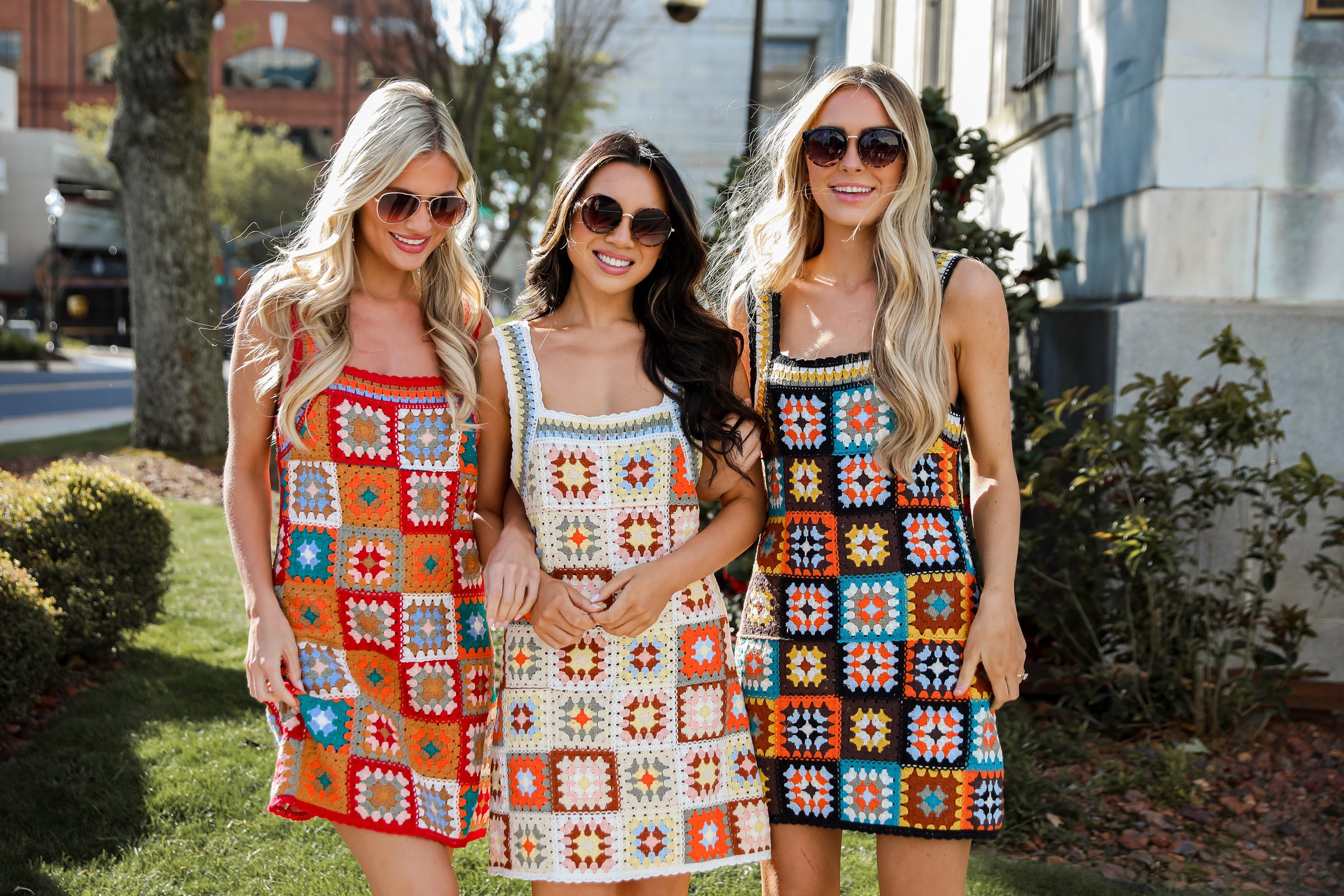 models wearing crochet dresses