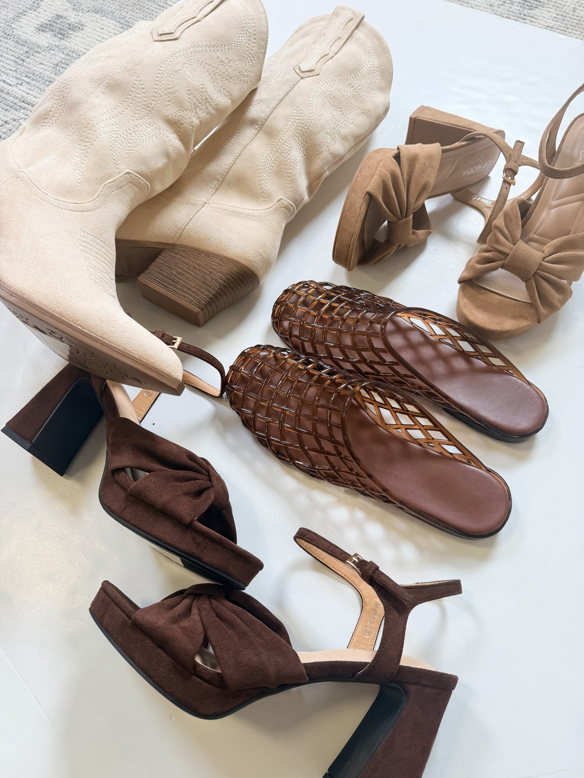 A styled flat-lay of multiple women&