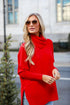 red Turtleneck Oversized Sweater