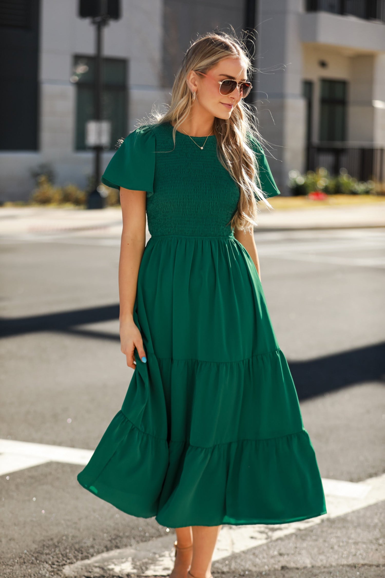 Kelly Green Tiered Maxi Dress