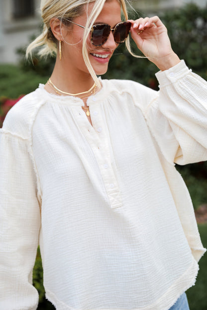 cute ivory Linen Blouse