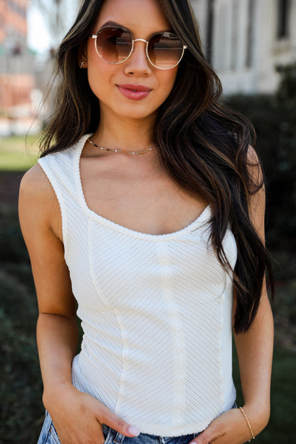 textured Cream Tank