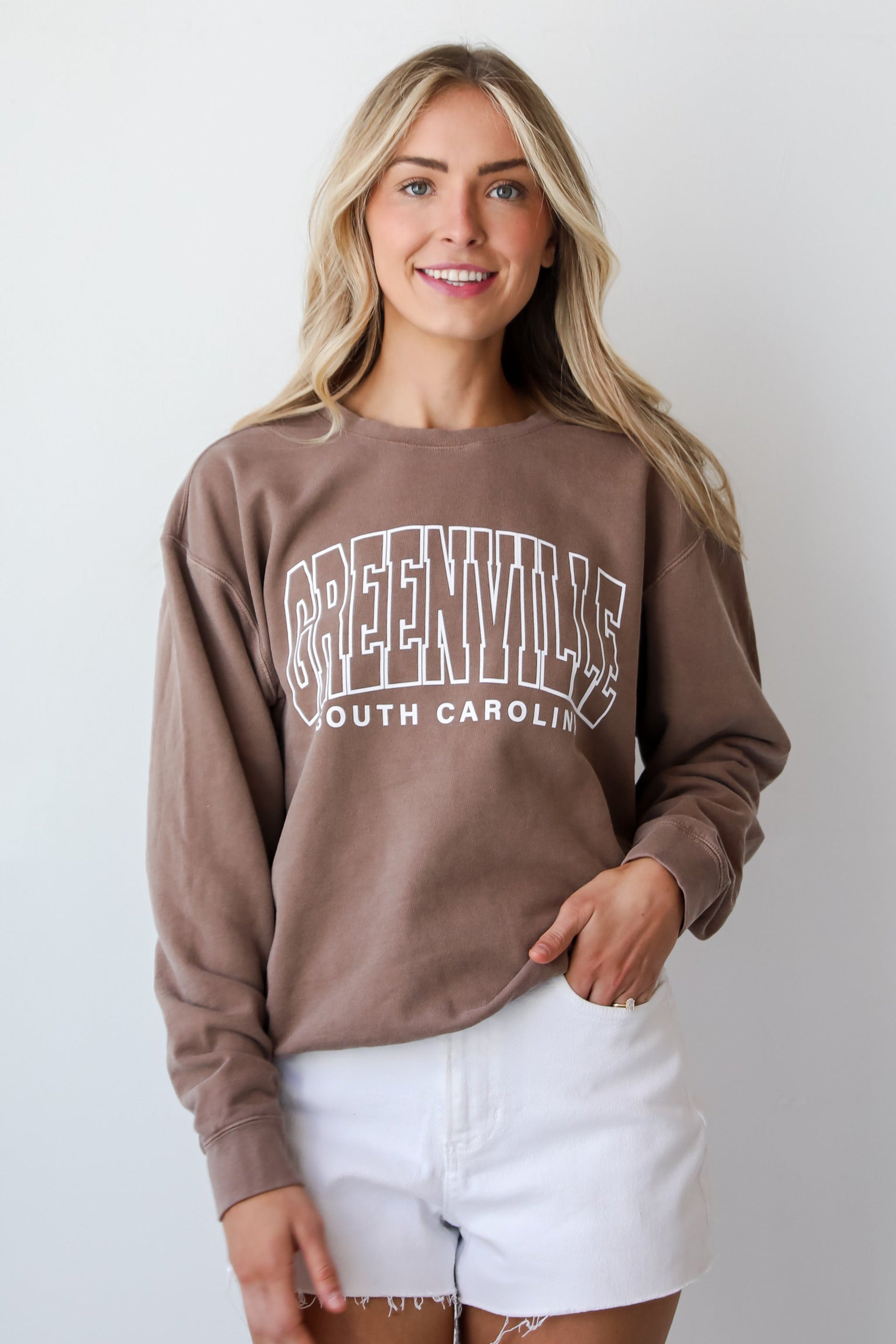 Brown Greenville South Carolina Block Letter Sweatshirt