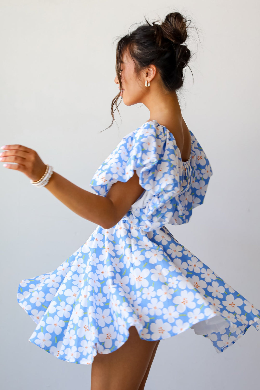Memorable Poise Blue Floral Mini Dress