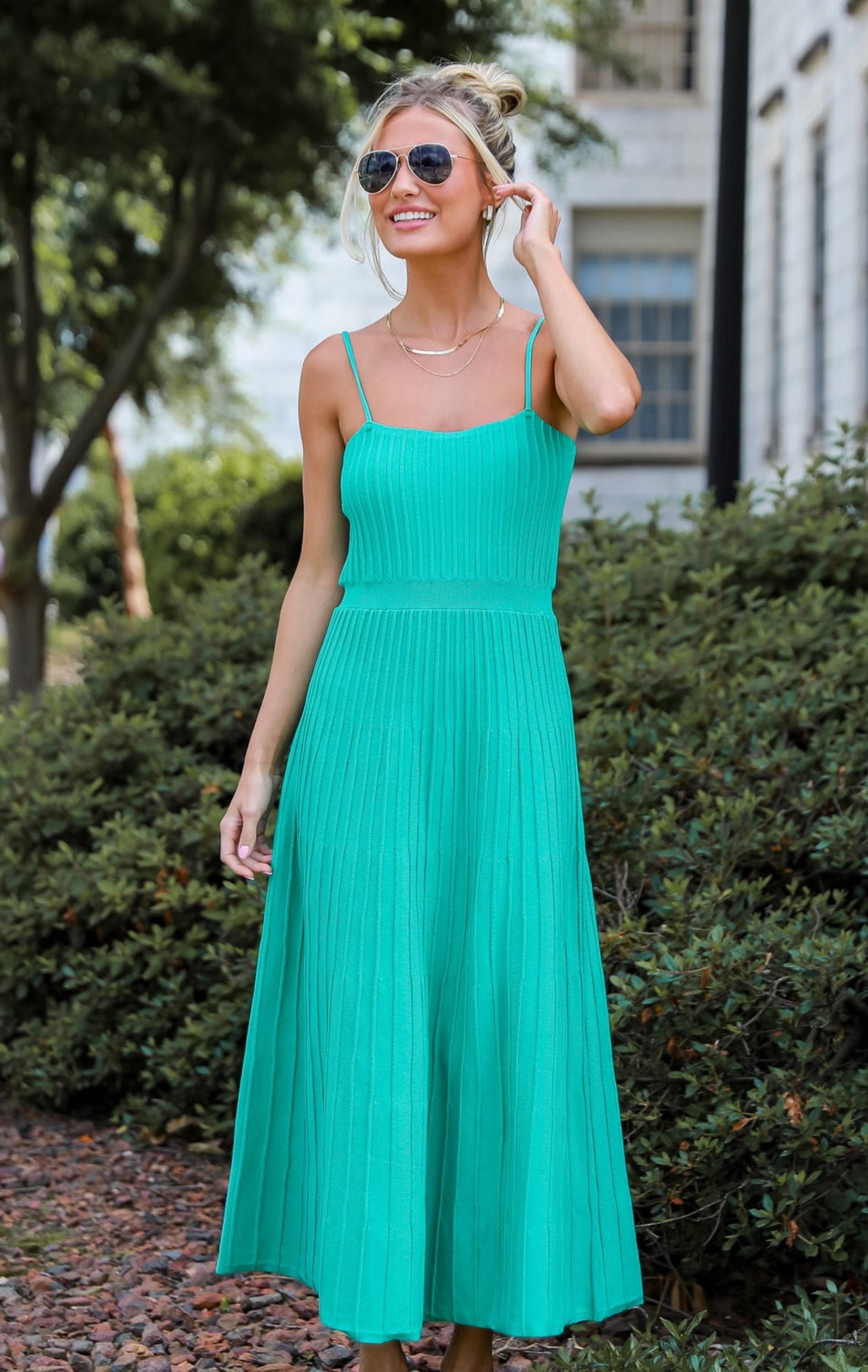 Lasting Sweetness Green Knit Maxi Dress