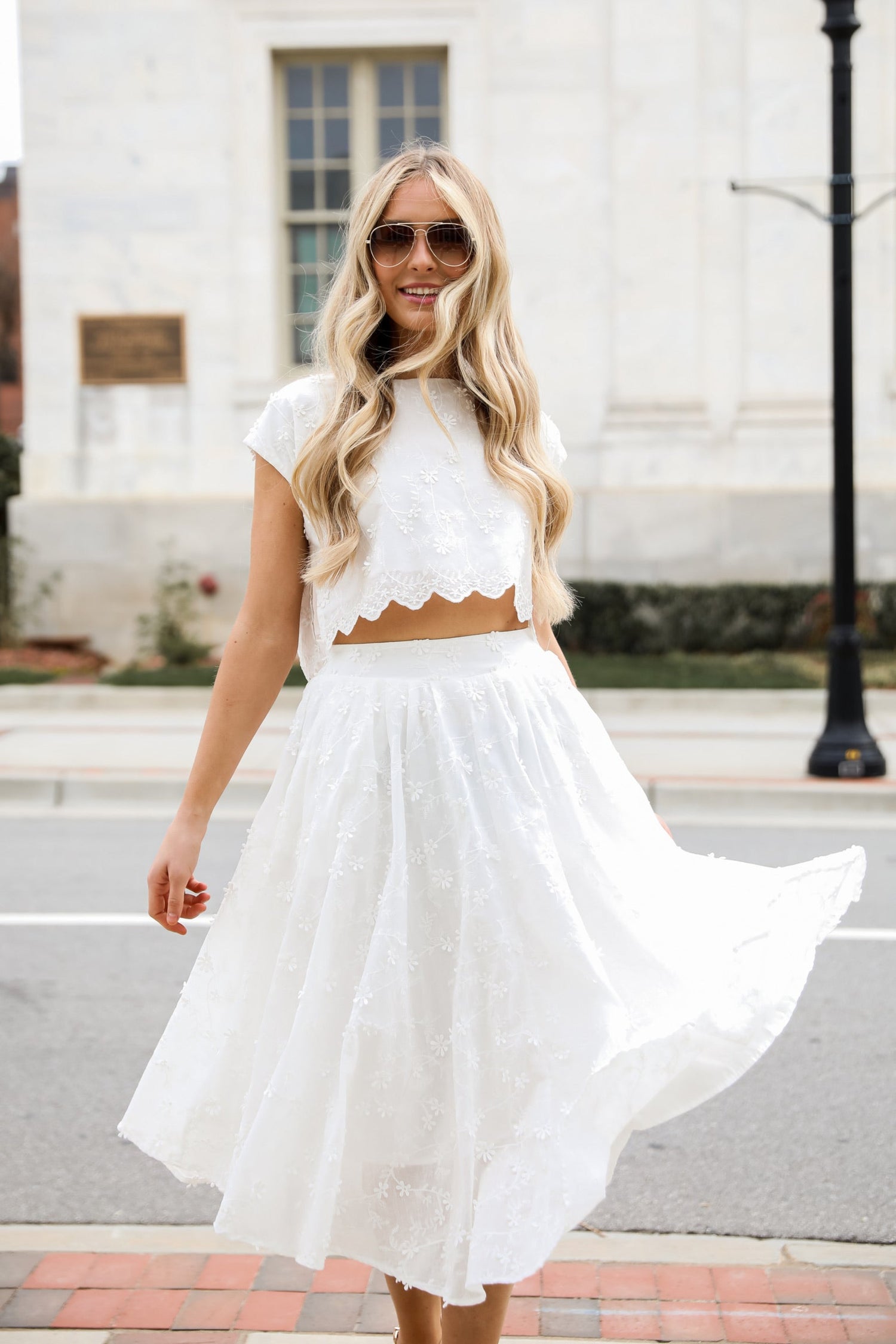 cute White Floral Blouse