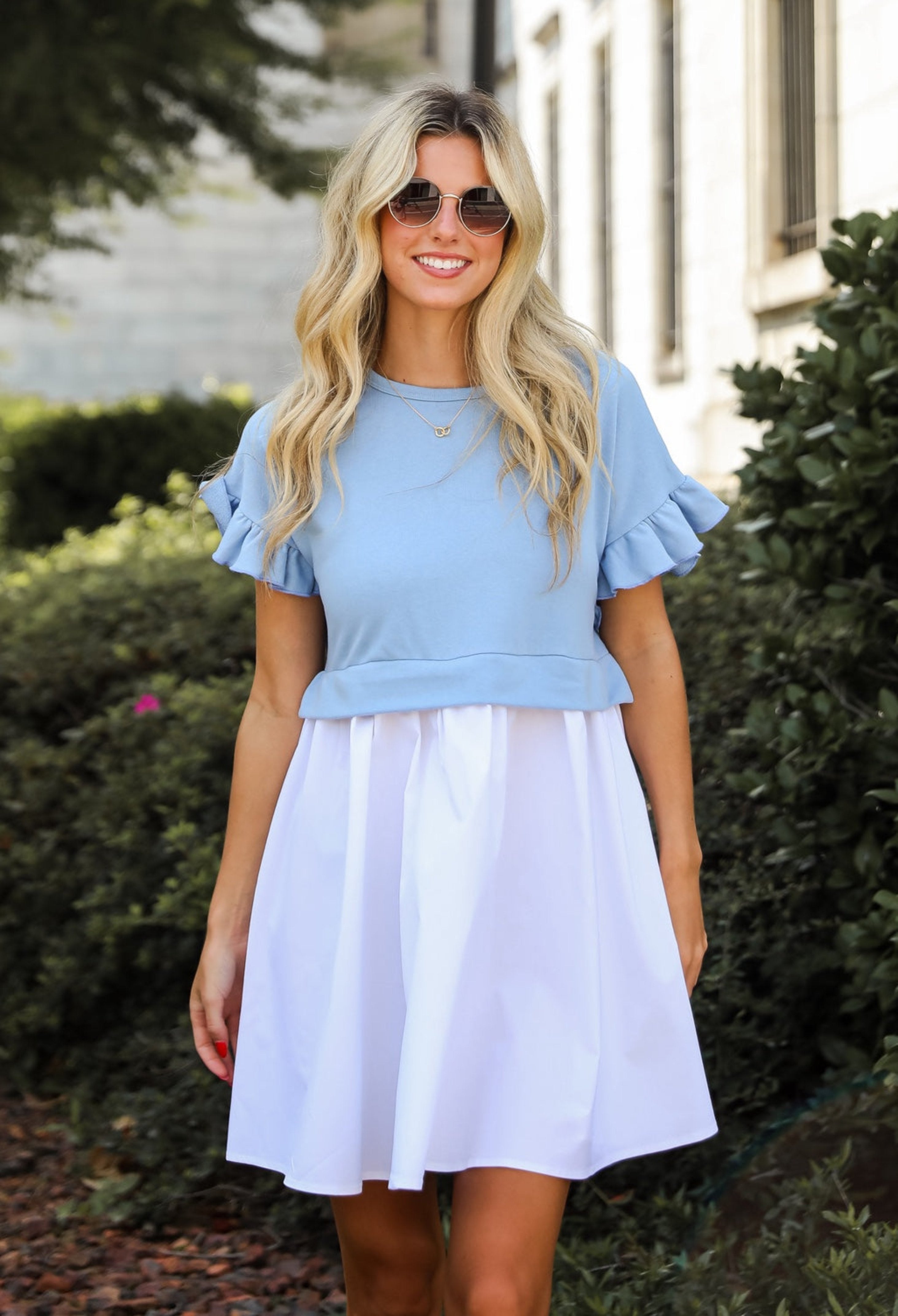 Thriving Sweetness Blue Contrast Mini Dress