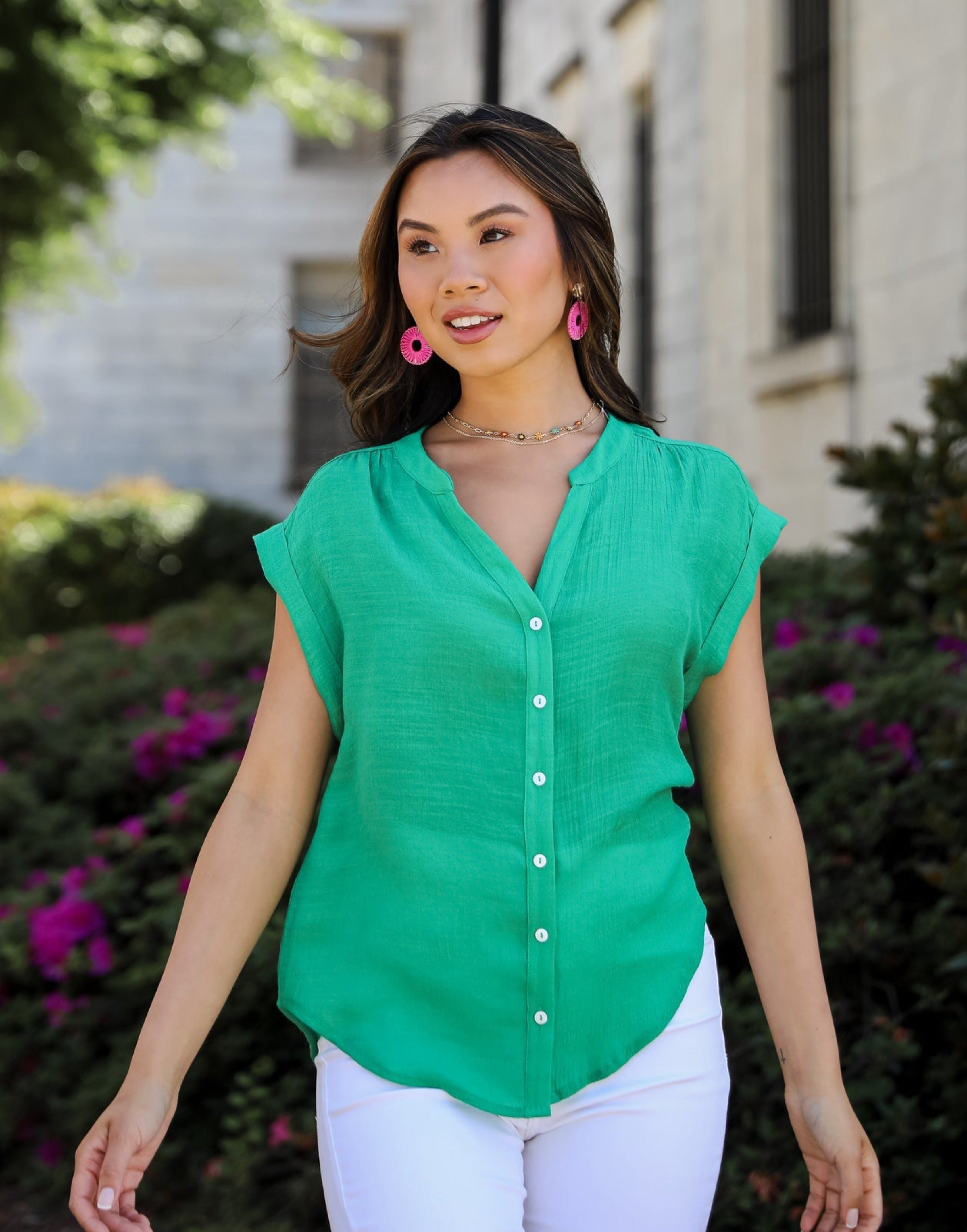 Utterly Darling Green Blouse - DU DEAL