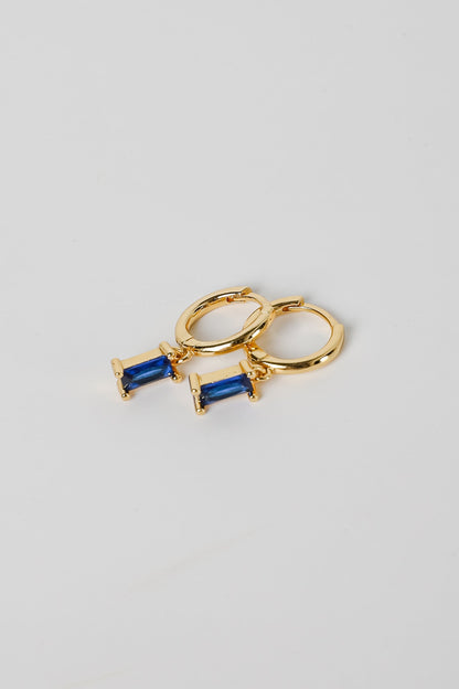 Stella Blue Gemstone Charm Mini Hoop Earrings