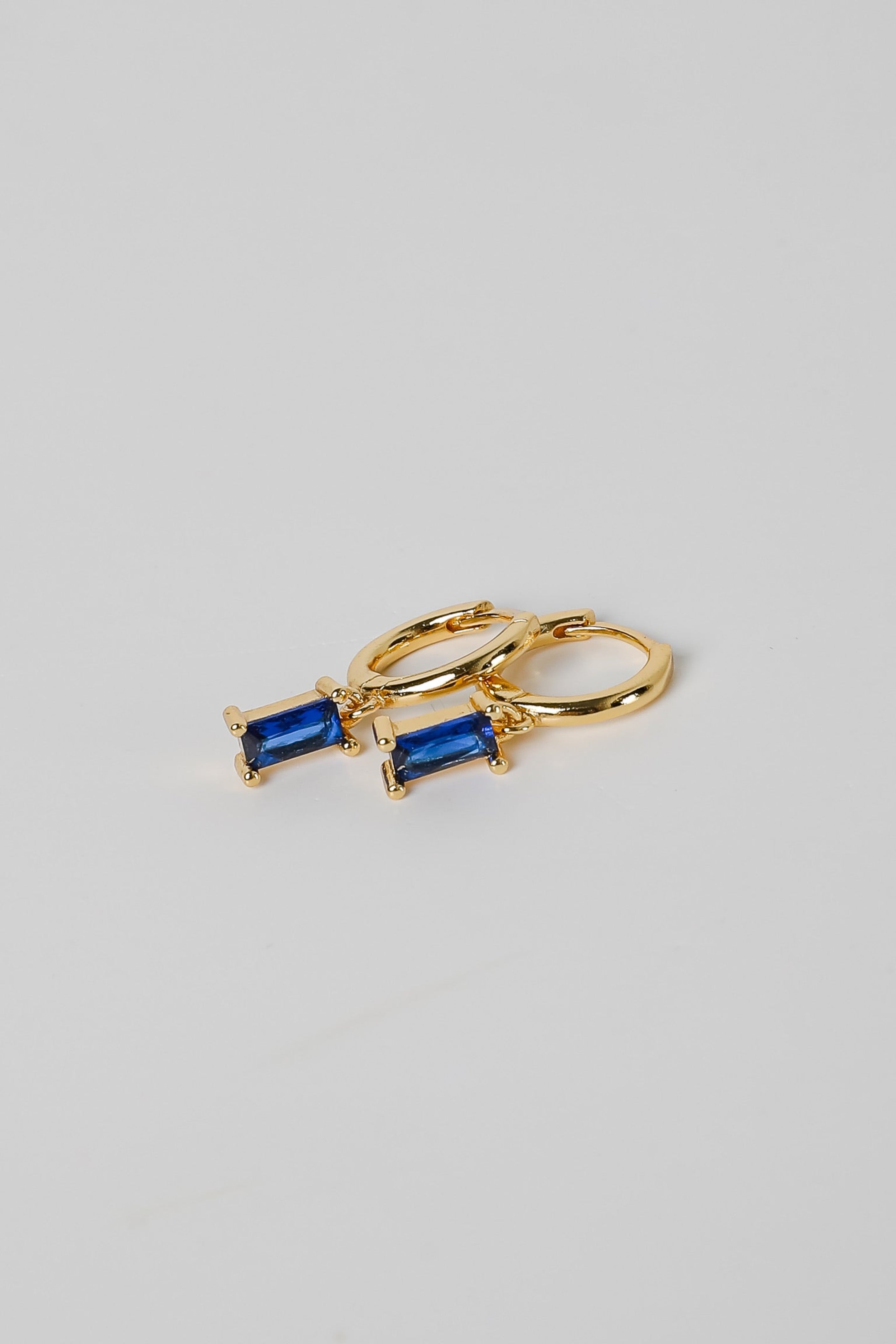 Stella Blue Gemstone Charm Mini Hoop Earrings