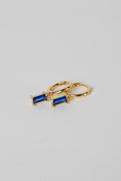 Stella Blue Gemstone Charm Mini Hoop Earrings