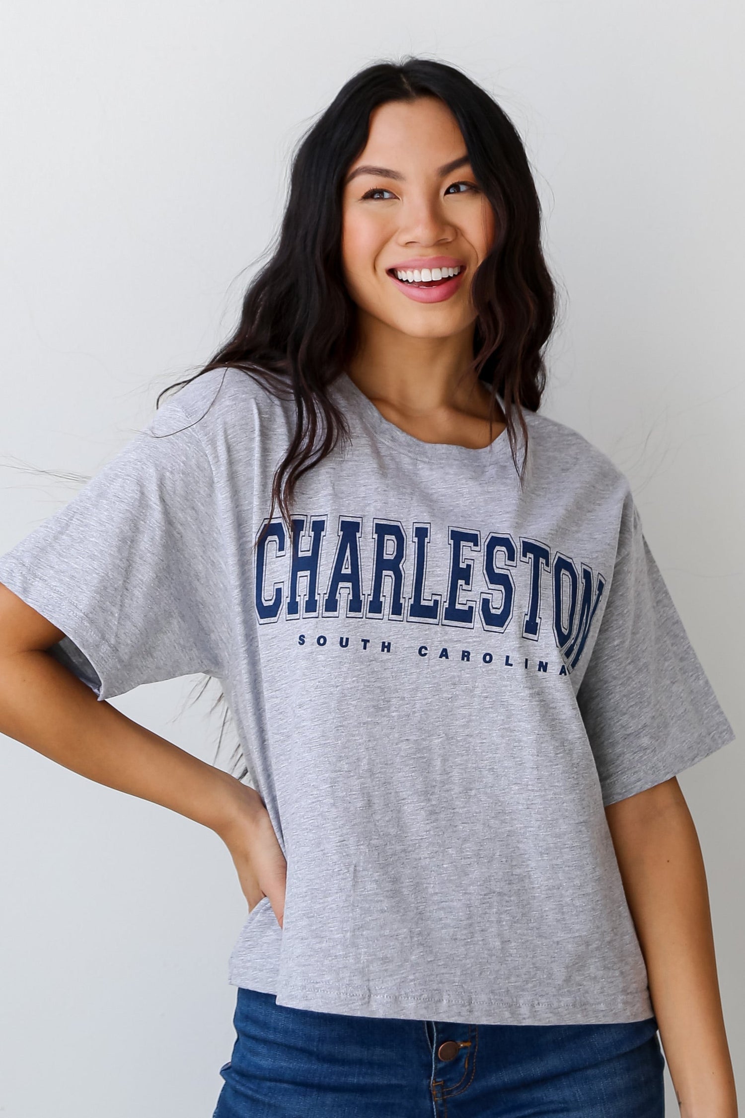 Heather Grey Charleston South Carolina Cropped Tee