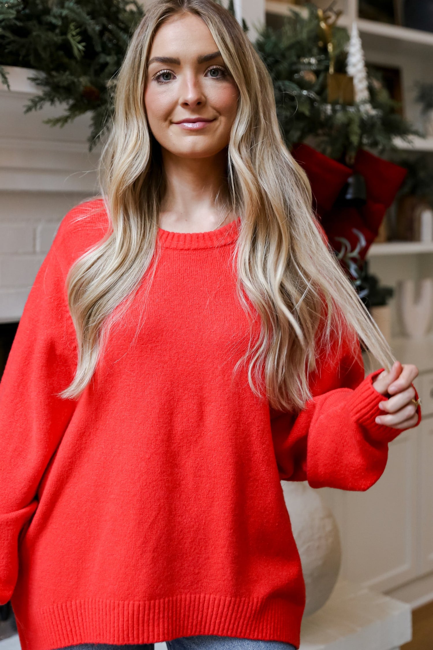 cozy red Oversized Sweater