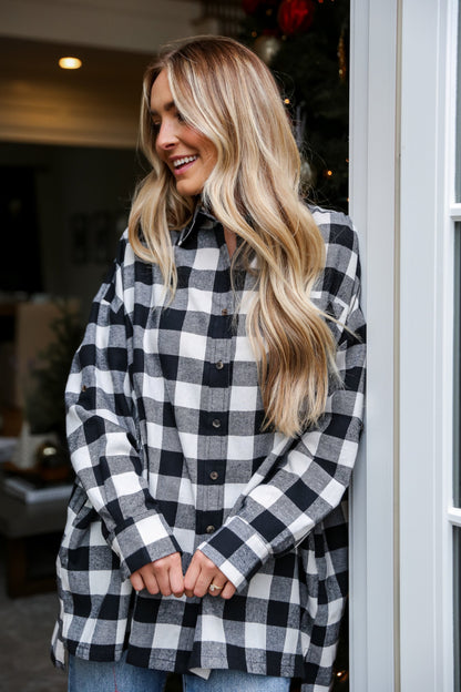 cute Buffalo Check Plaid Oversized Flannel