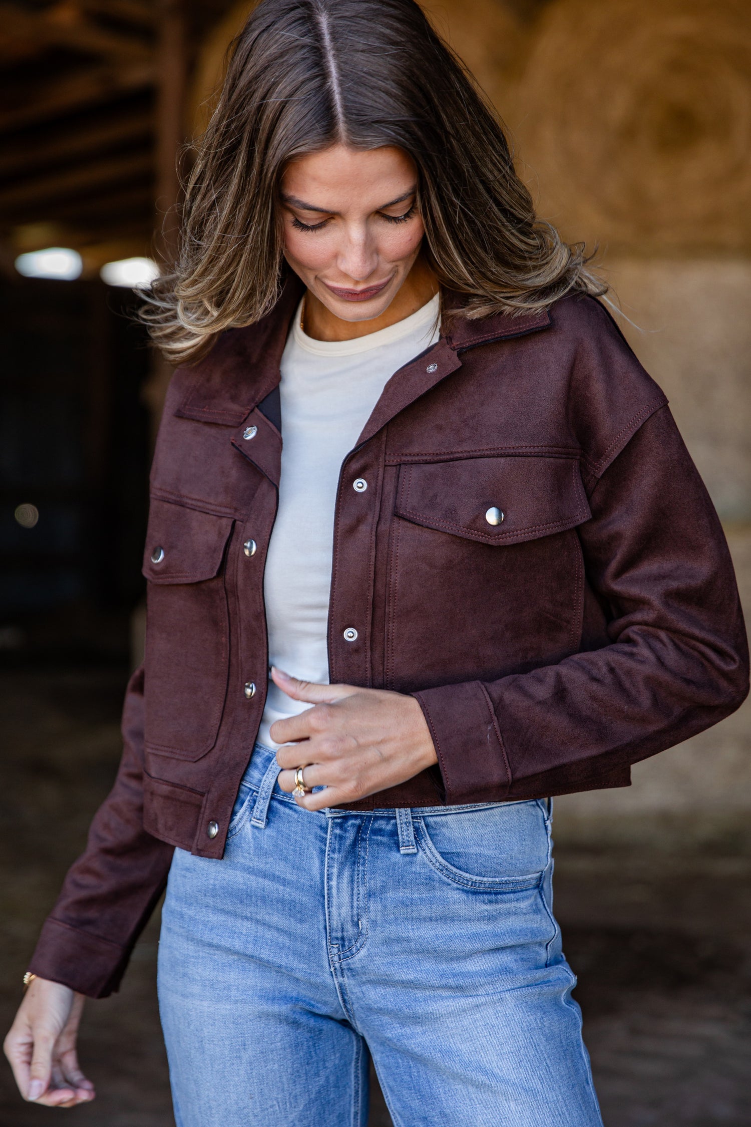 Look My Way Brown Suede Jacket