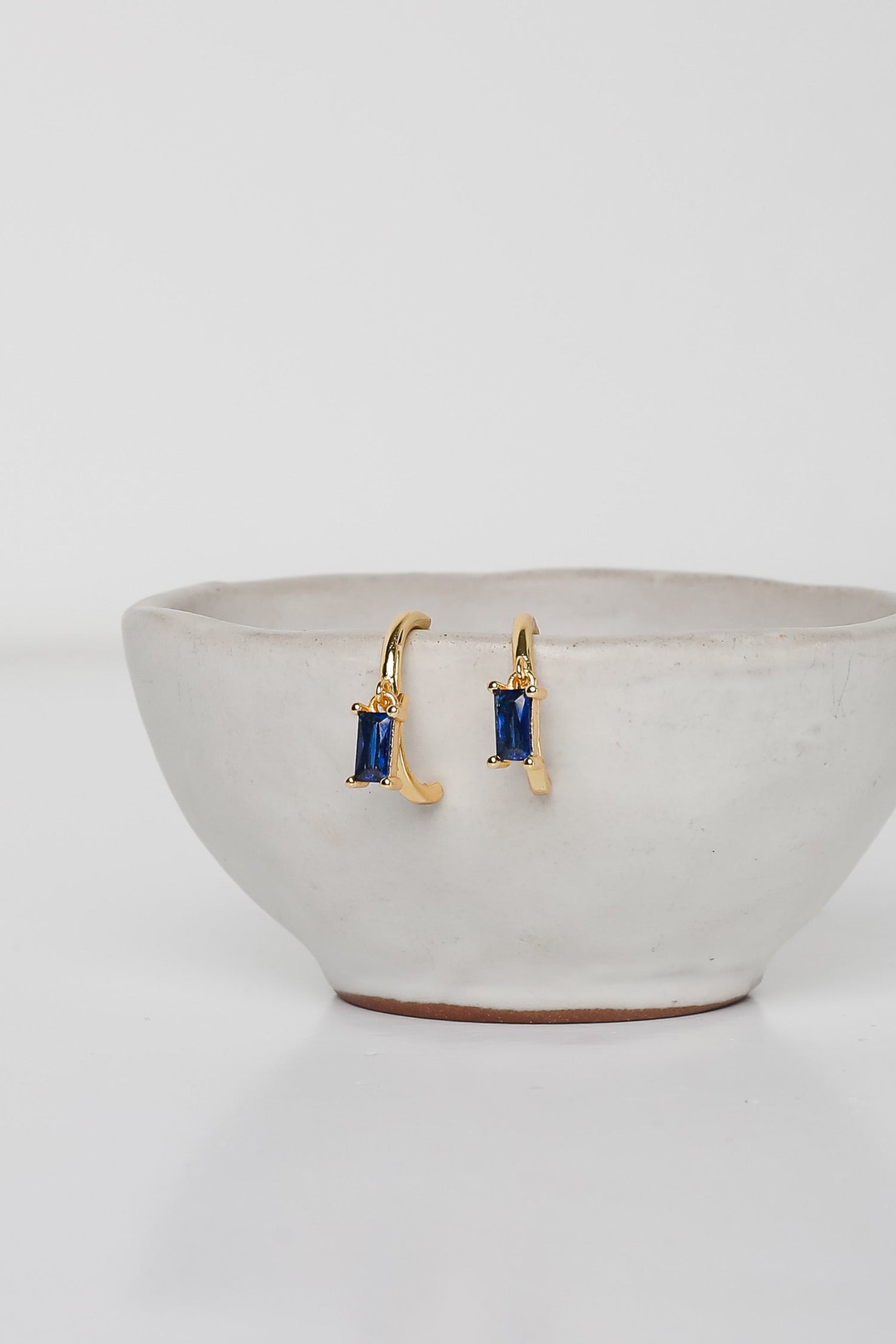 Stella Blue Gemstone Charm Mini Hoop Earrings