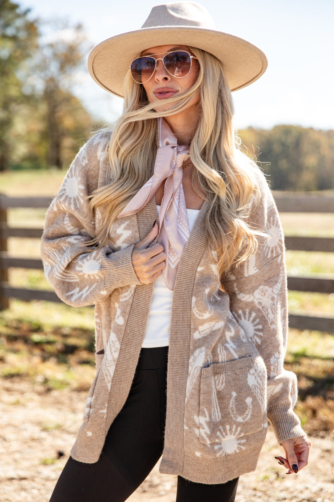 Wish I Could Go Taupe Western Sweater Cardigan