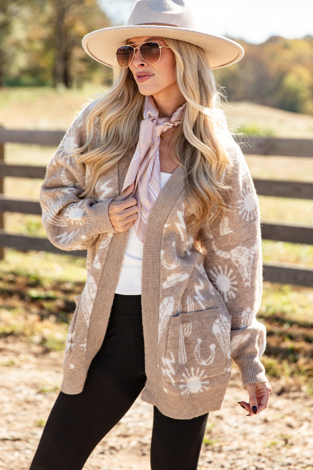 Wish I Could Go Taupe Western Sweater Cardigan