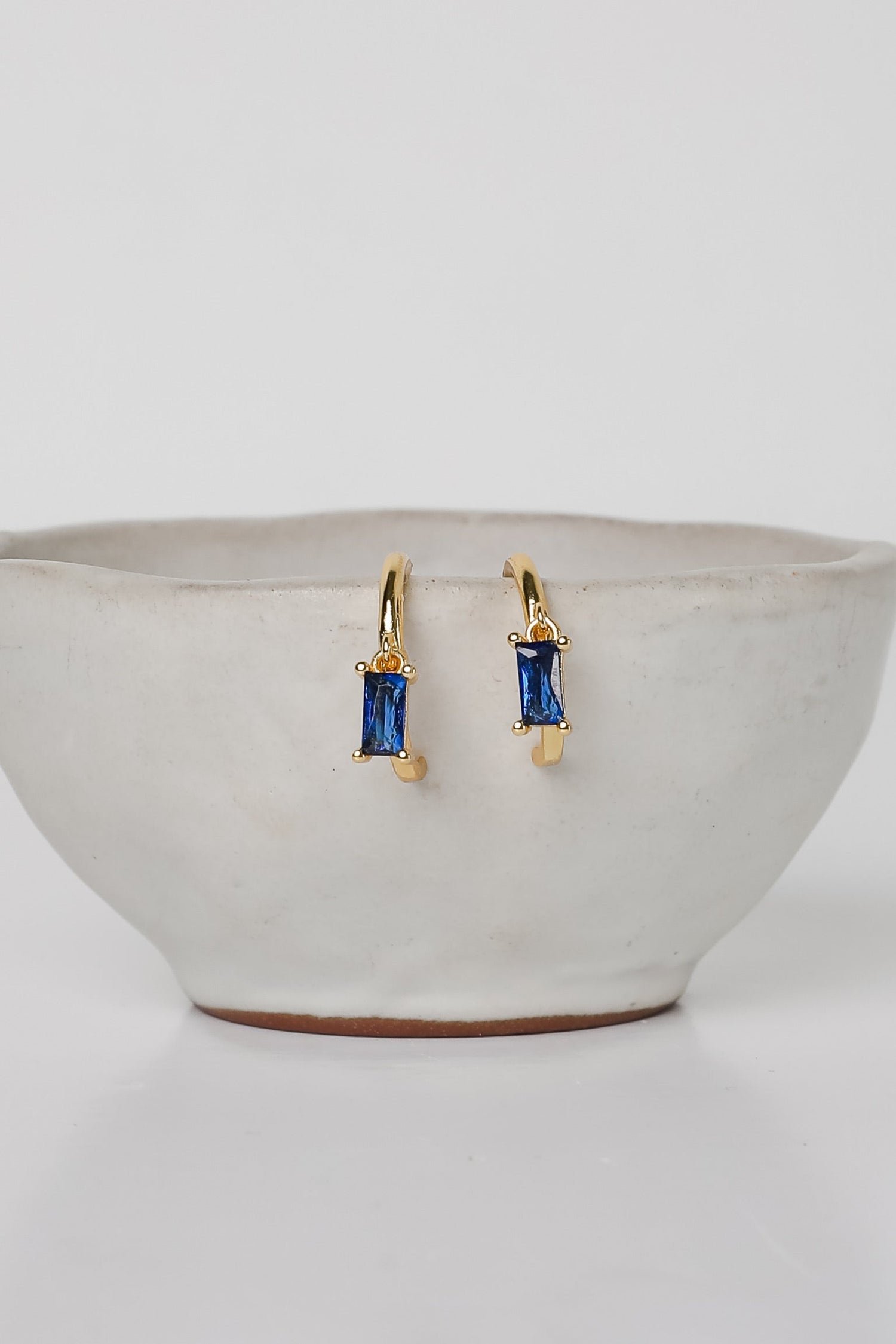 Stella Blue Gemstone Charm Mini Hoop Earrings