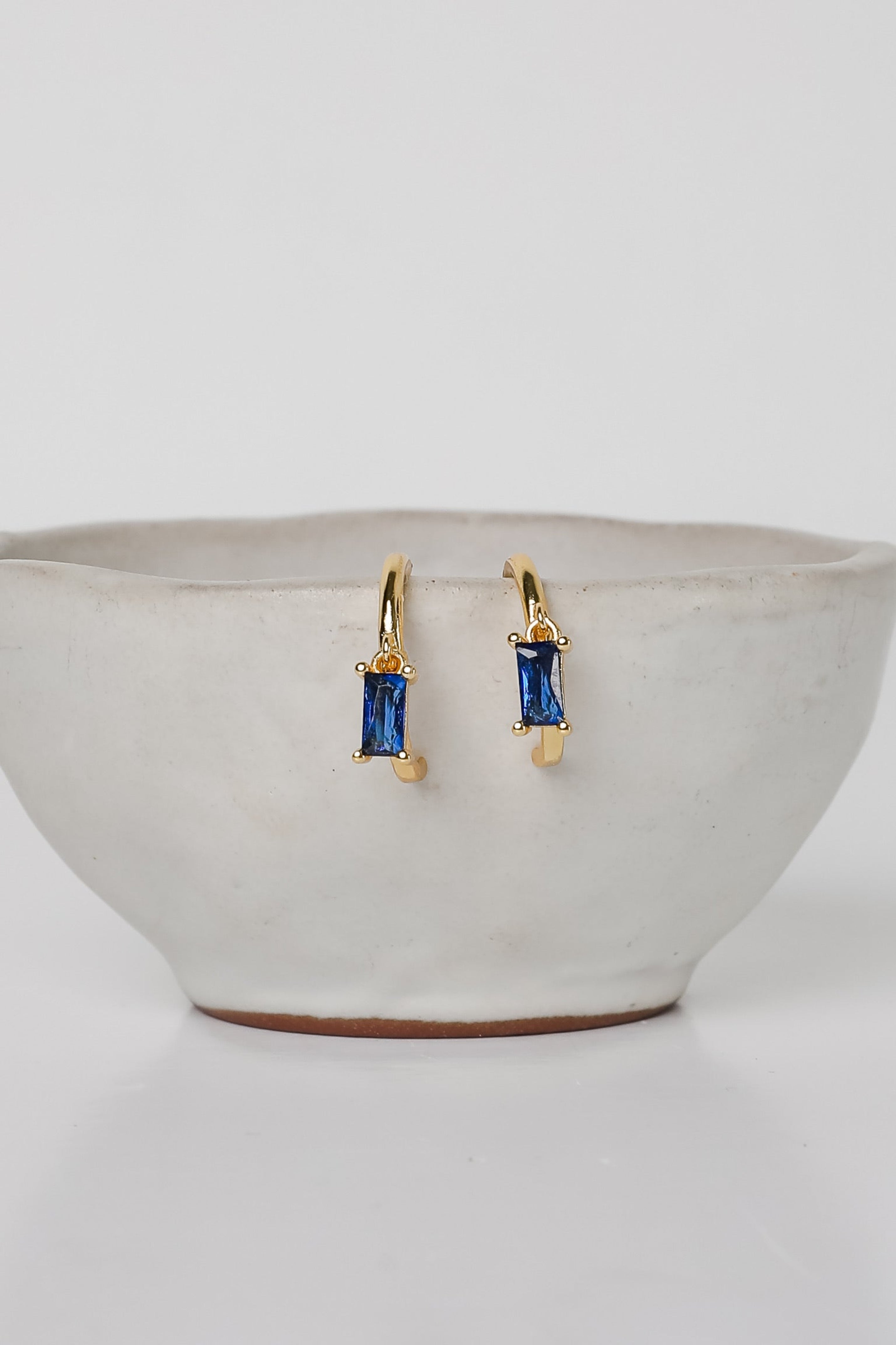 Stella Blue Gemstone Charm Mini Hoop Earrings