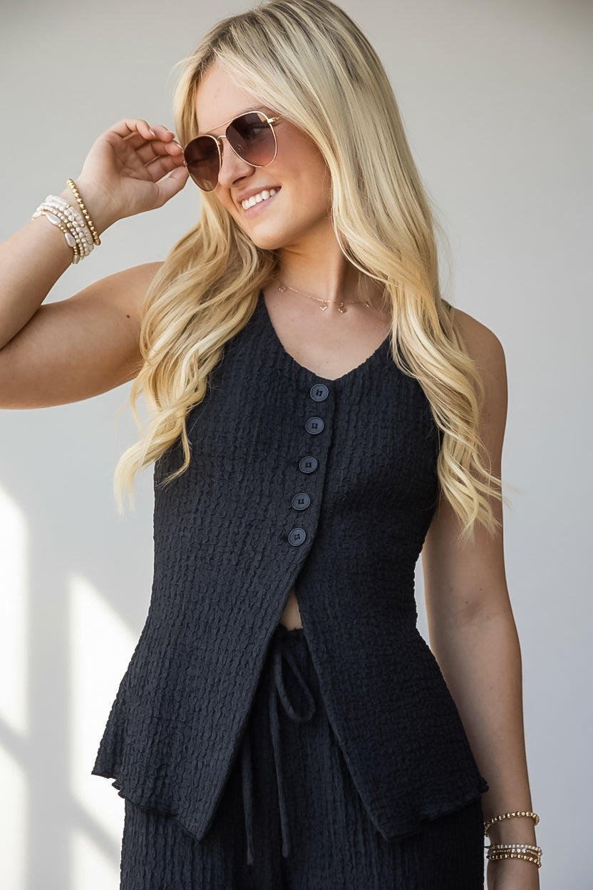 Keep It Simple Charcoal Textured Vest