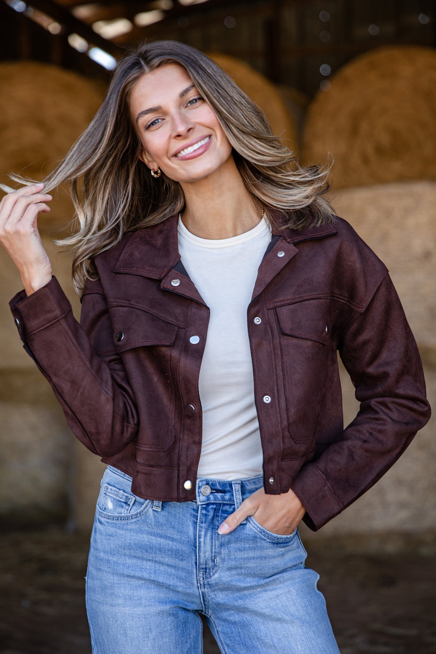 Look My Way Brown Suede Jacket