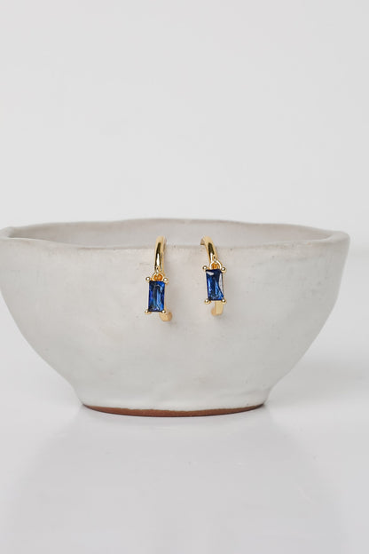 Stella Blue Gemstone Charm Mini Hoop Earrings